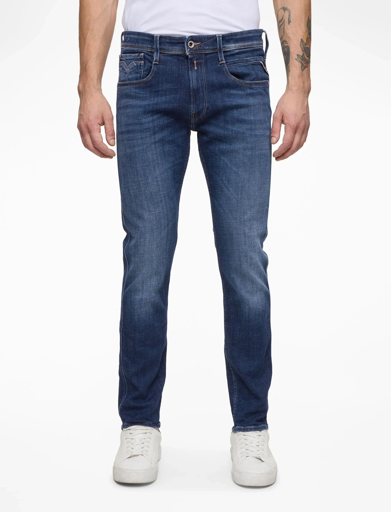 Replay - ANBASS Trousers SLIM AGED - slim jeans - blue - 0
