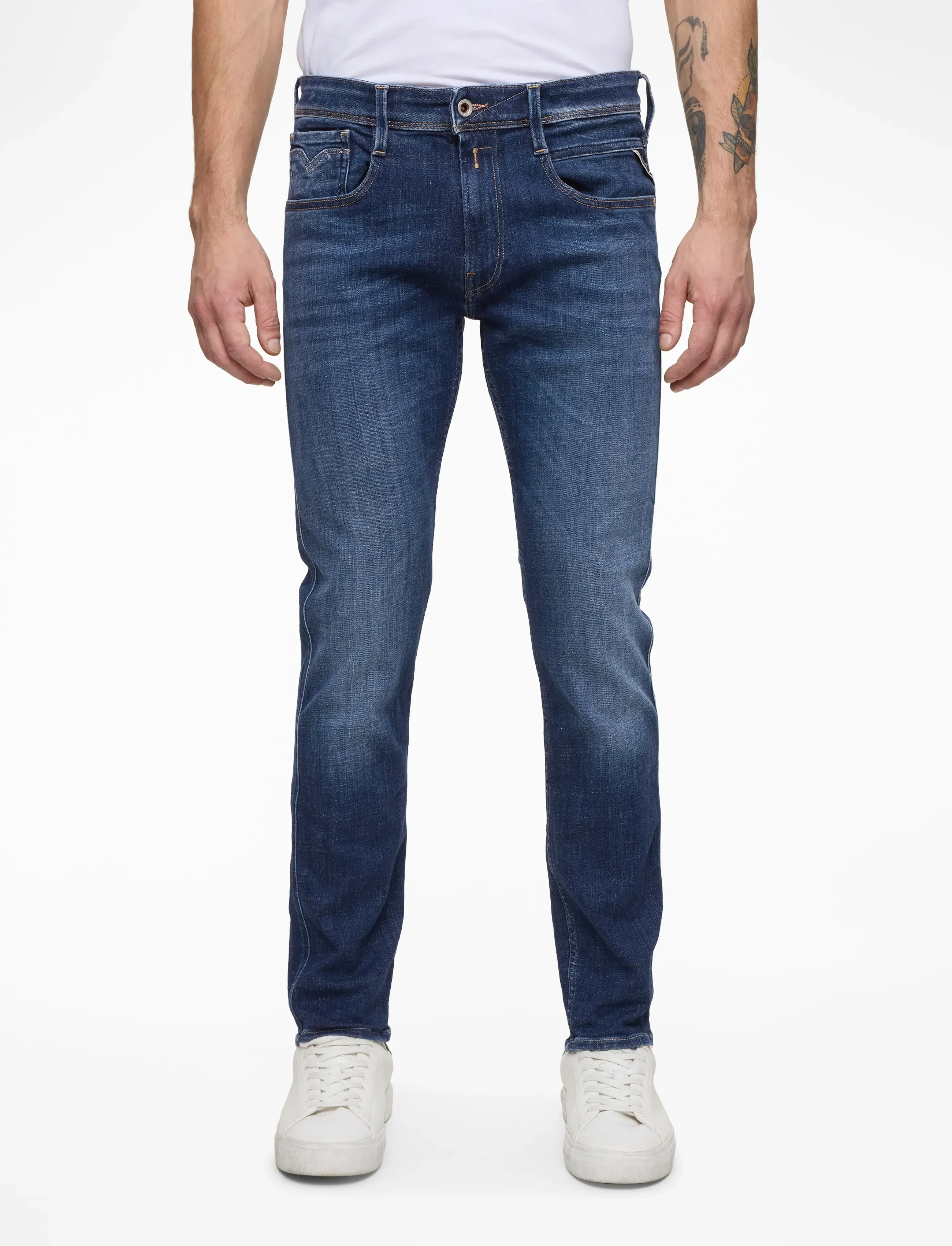 Replay ANBASS Trousers SLIM AGED - Jeans - DARK BLUE / navy