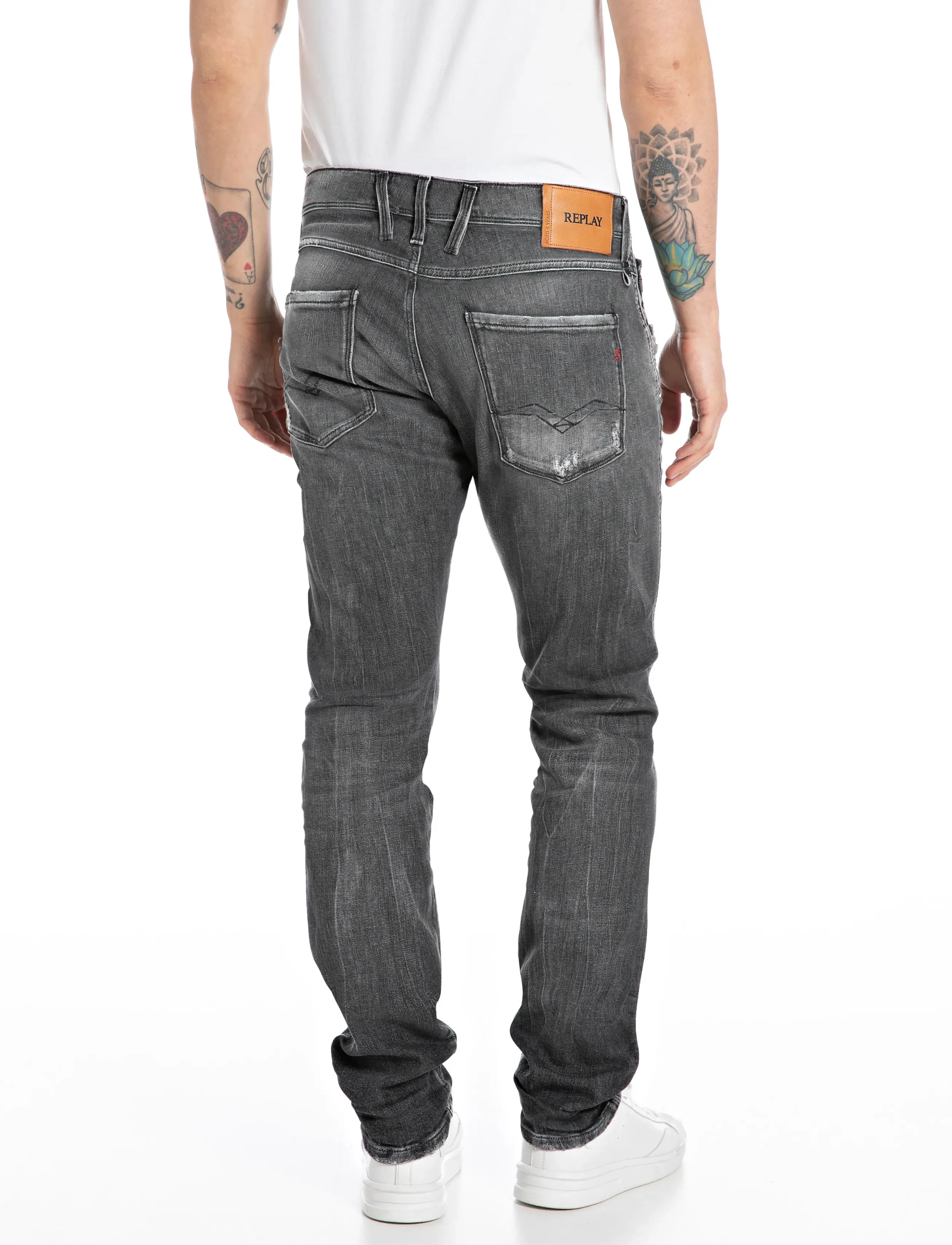 Replay - ANBASS SLIM AGED Sustainable DENIM Trousers - slim fit jeans - grey - 3