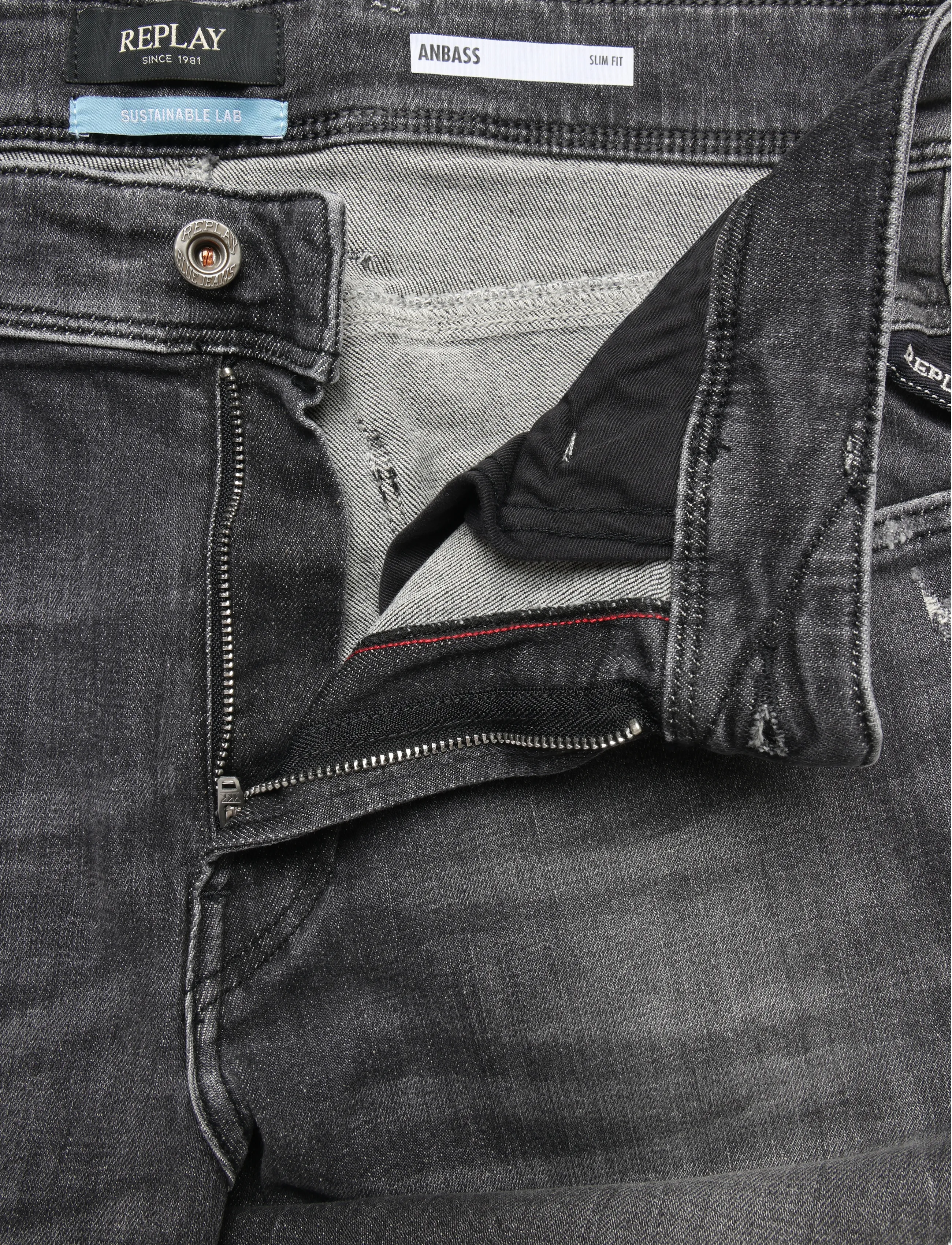 Replay - ANBASS SLIM AGED Sustainable DENIM Trousers - slim fit jeans - grey - 5