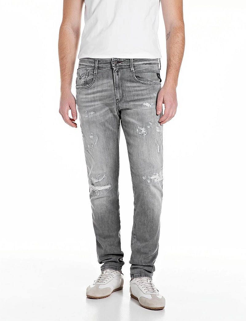 Replay - ANBASS Trousers SLIM AGED - slim jeans - medium grey - 0