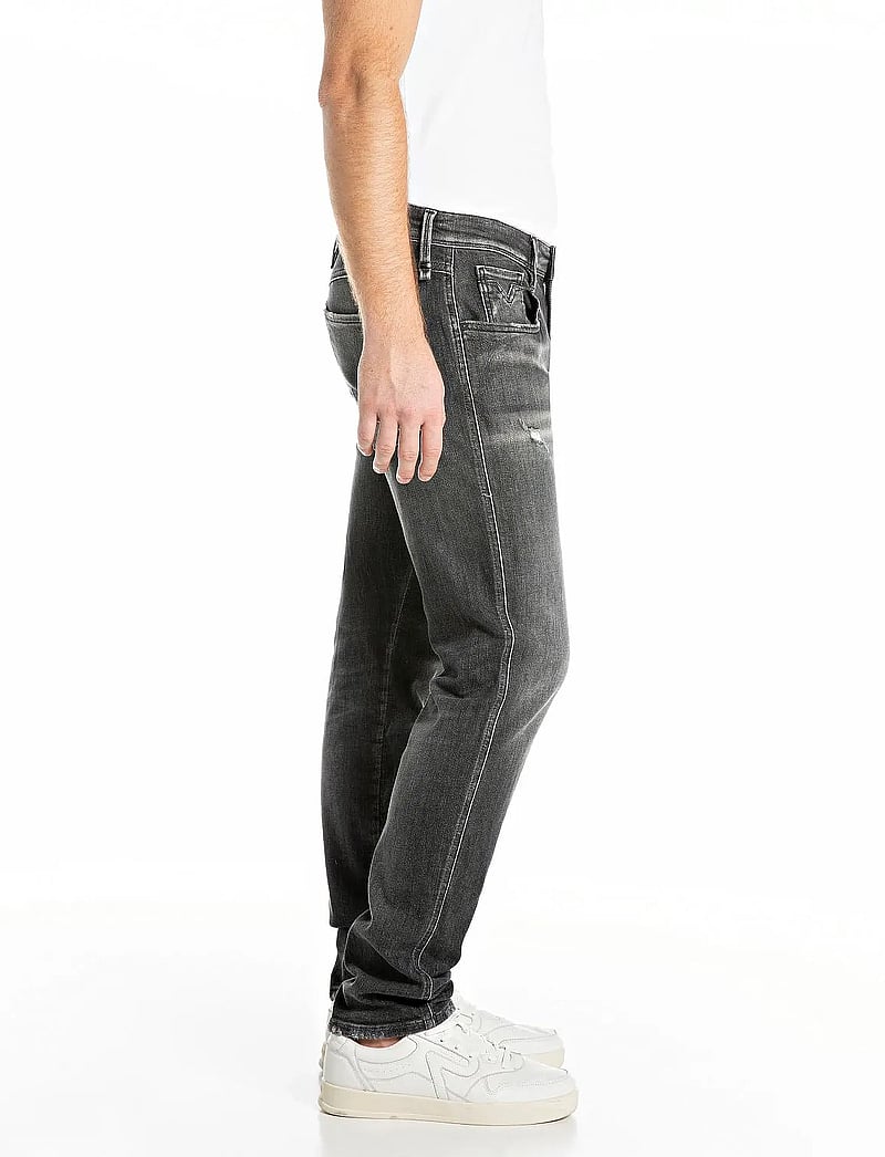 Replay - ANBASS Trousers SLIM AGED - kitsad teksad - dark grey - 4