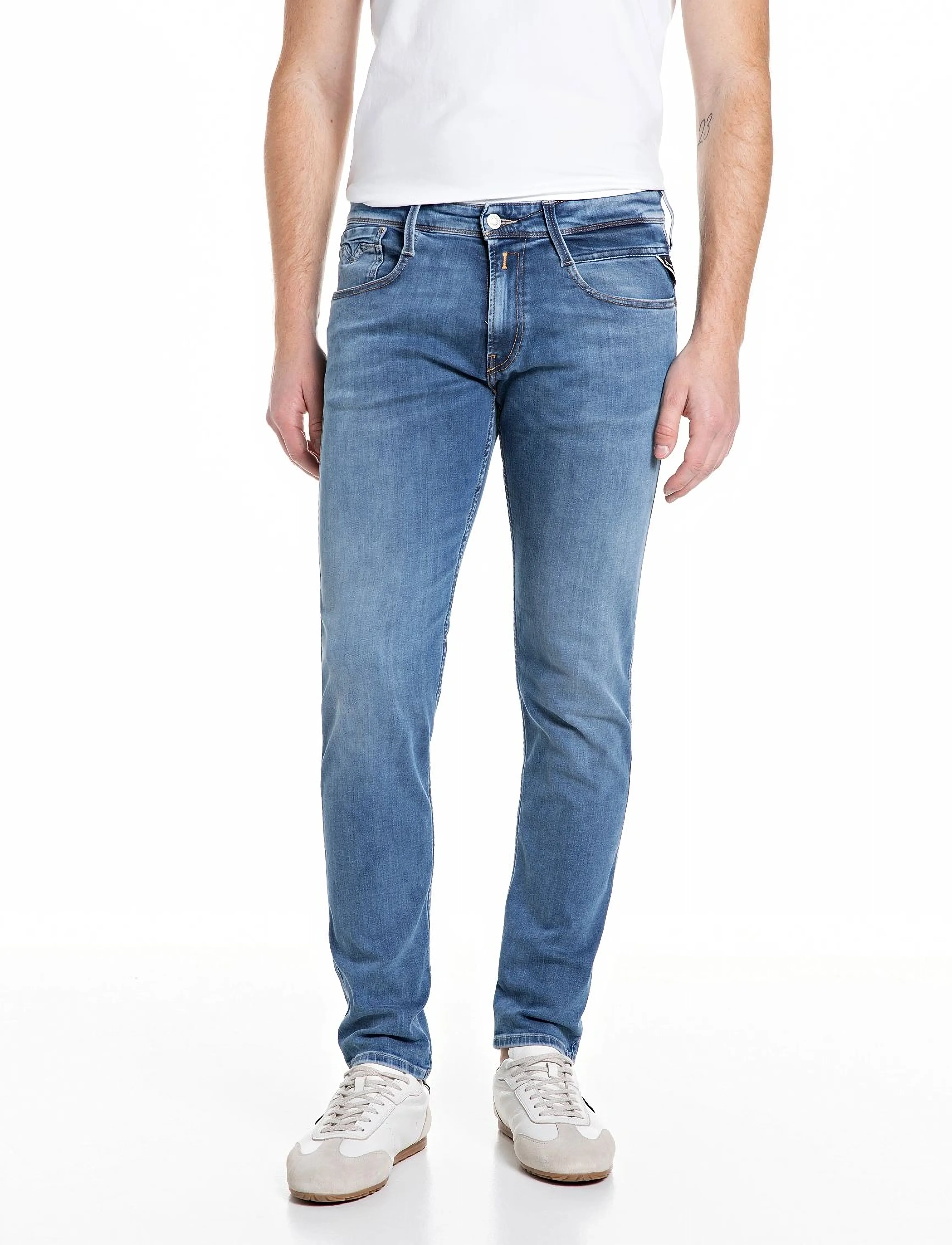 Replay ANBASS Trousers SLIM 99 Denim - Aptempti džinsai - MEDIUM BLUE / blue