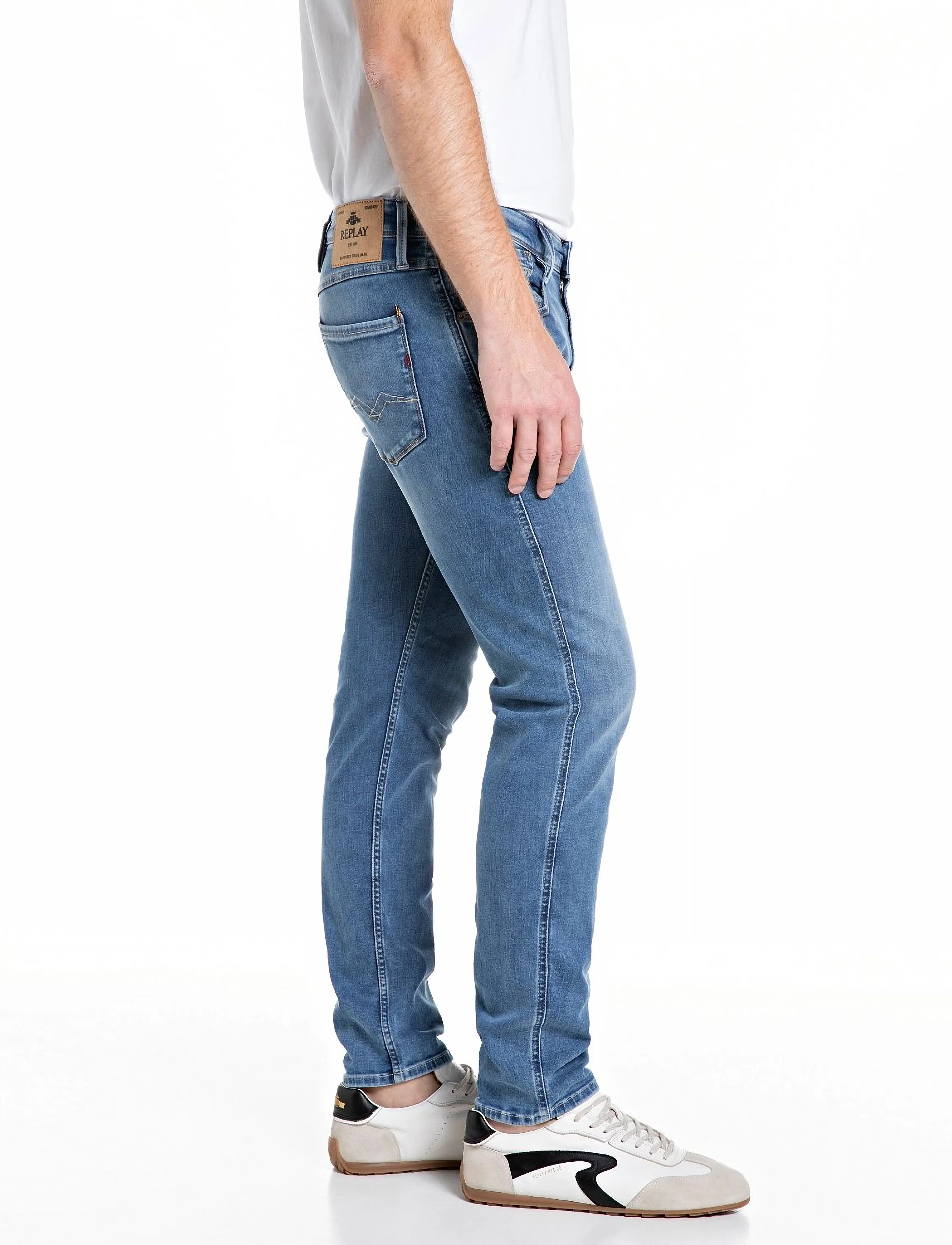 Replay - ANBASS Trousers SLIM 99 Denim - kitsad teksad - medium blue - 3