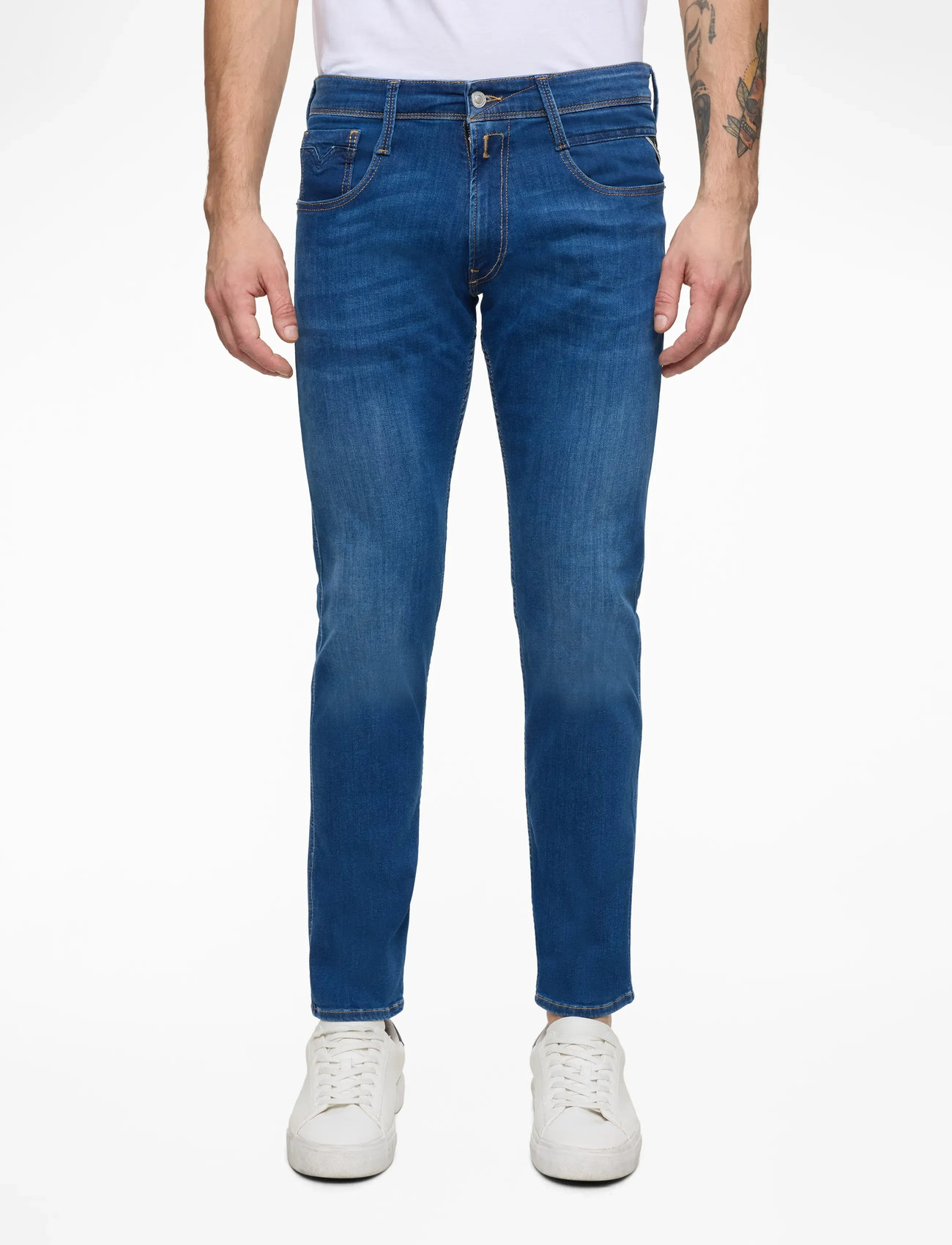 Replay - ANBASS Trousers SLIM 99 Denim - kitsad teksad - blue - 0