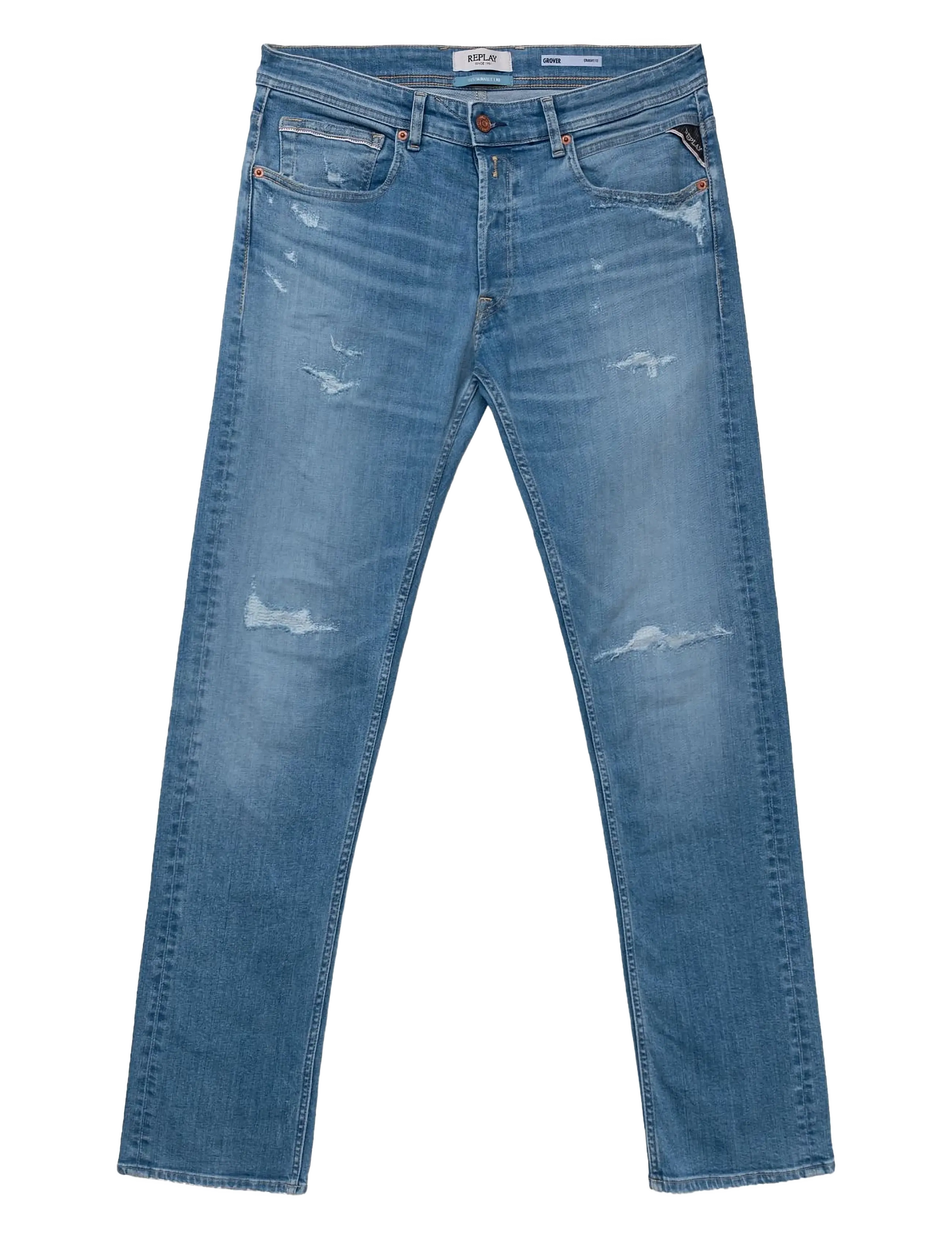 Replay ANBASS Trousers SLIM 573 ECO PLUS - Teksad - MEDIUM BLUE / blue