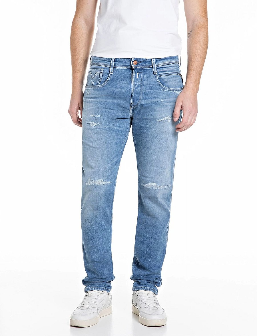 Replay - ANBASS Trousers SLIM 573 ECO PLUS - slim fit -farkut - medium blue - 0