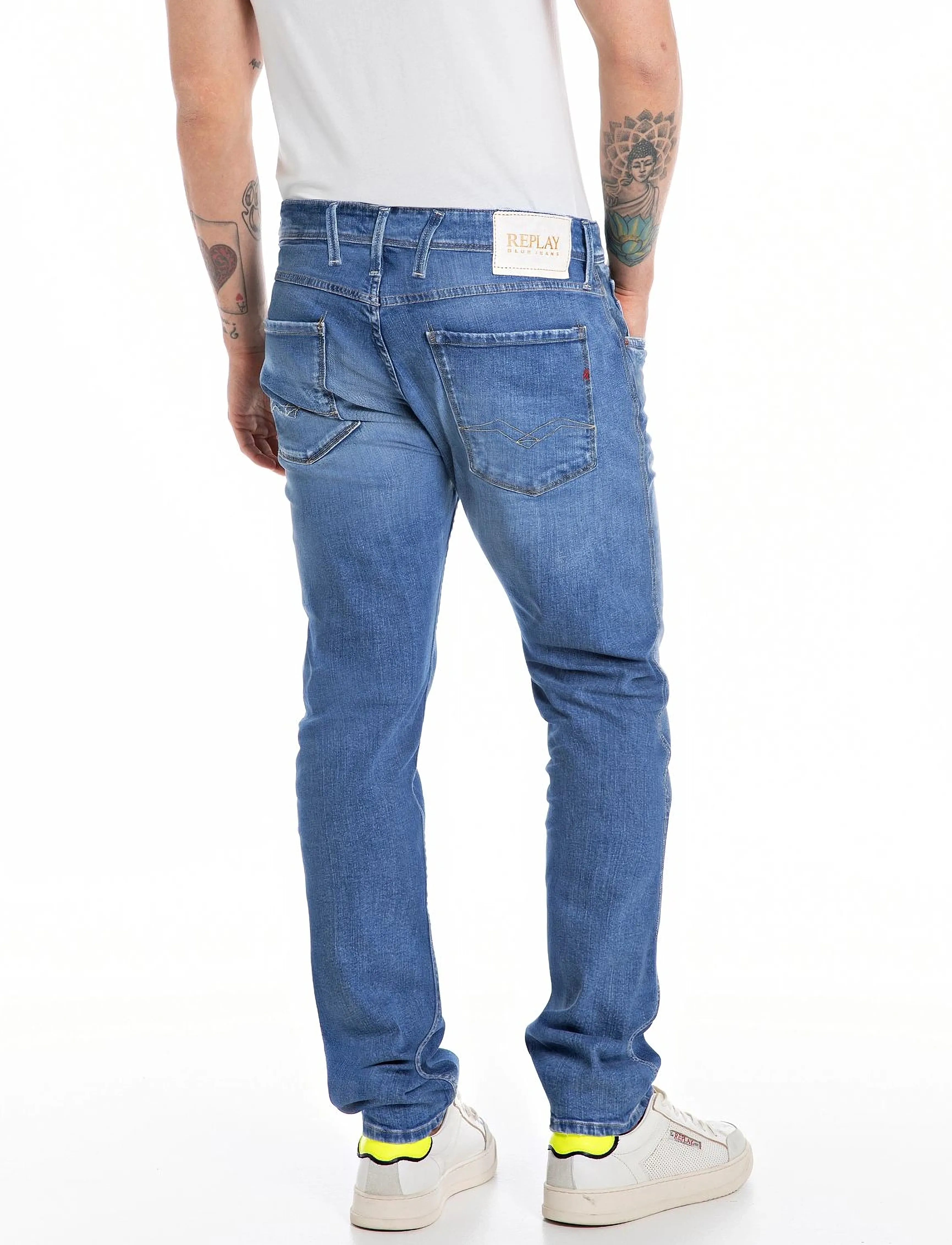 Replay - ANBASS Trousers SLIM 573 ECO PLUS - aptempti džinsai - blue - 2
