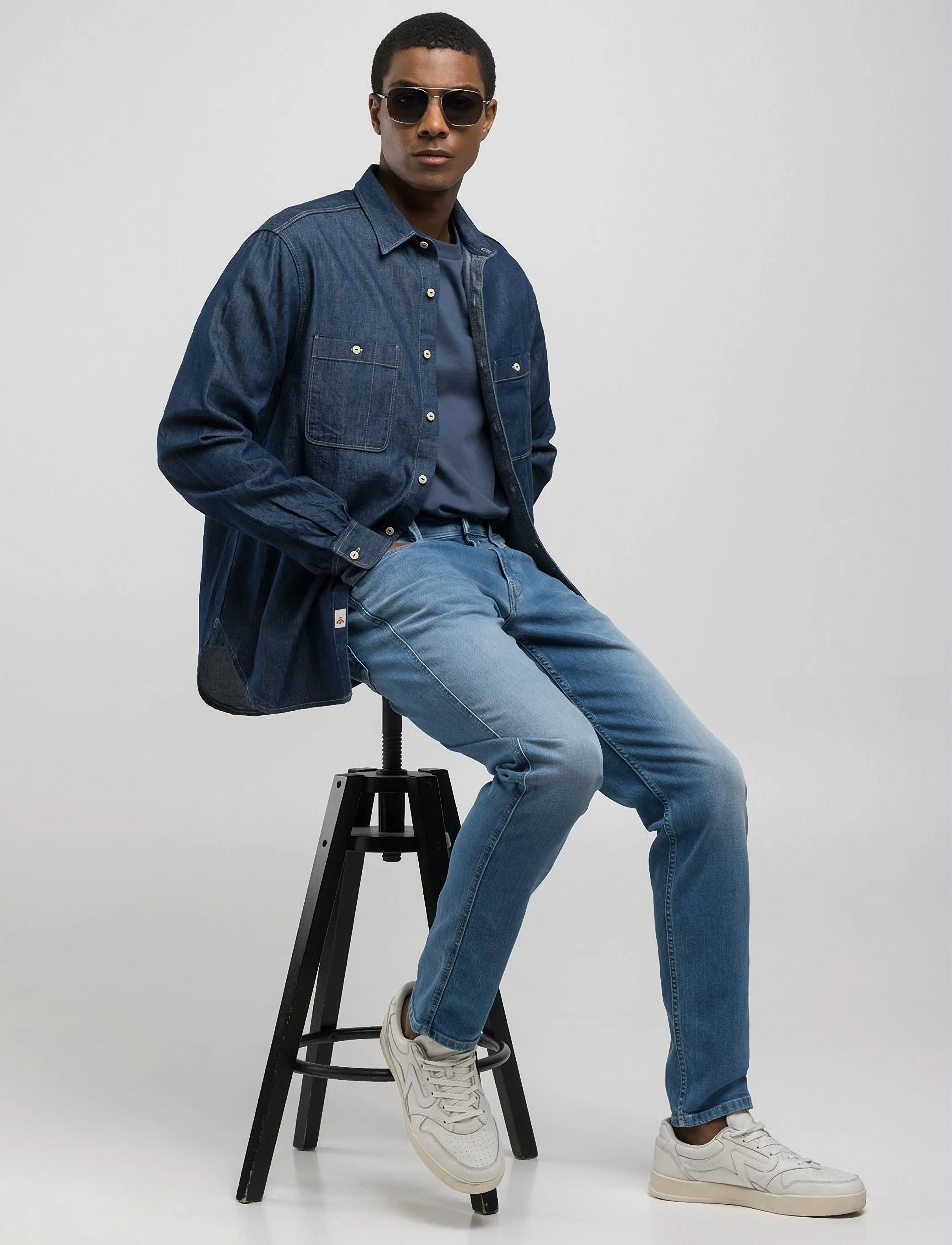 Replay - ANBASS Trousers SLIM 573 ECO PLUS - aptempti džinsai - blue - 3