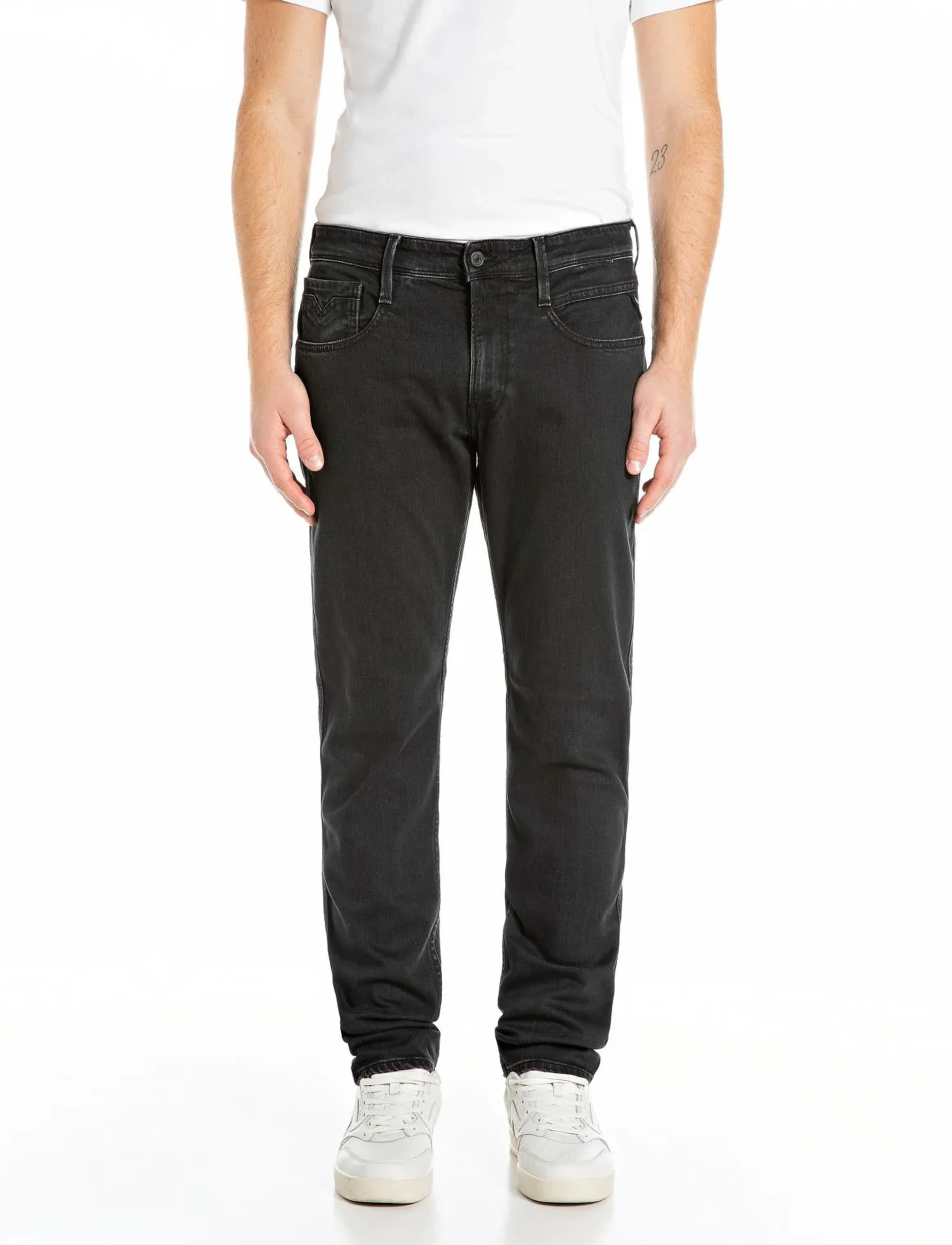 Replay Anbass Trousers Slim 573 Eco Plus, 34 x 34, Black, Jeans > Smalle, Herre