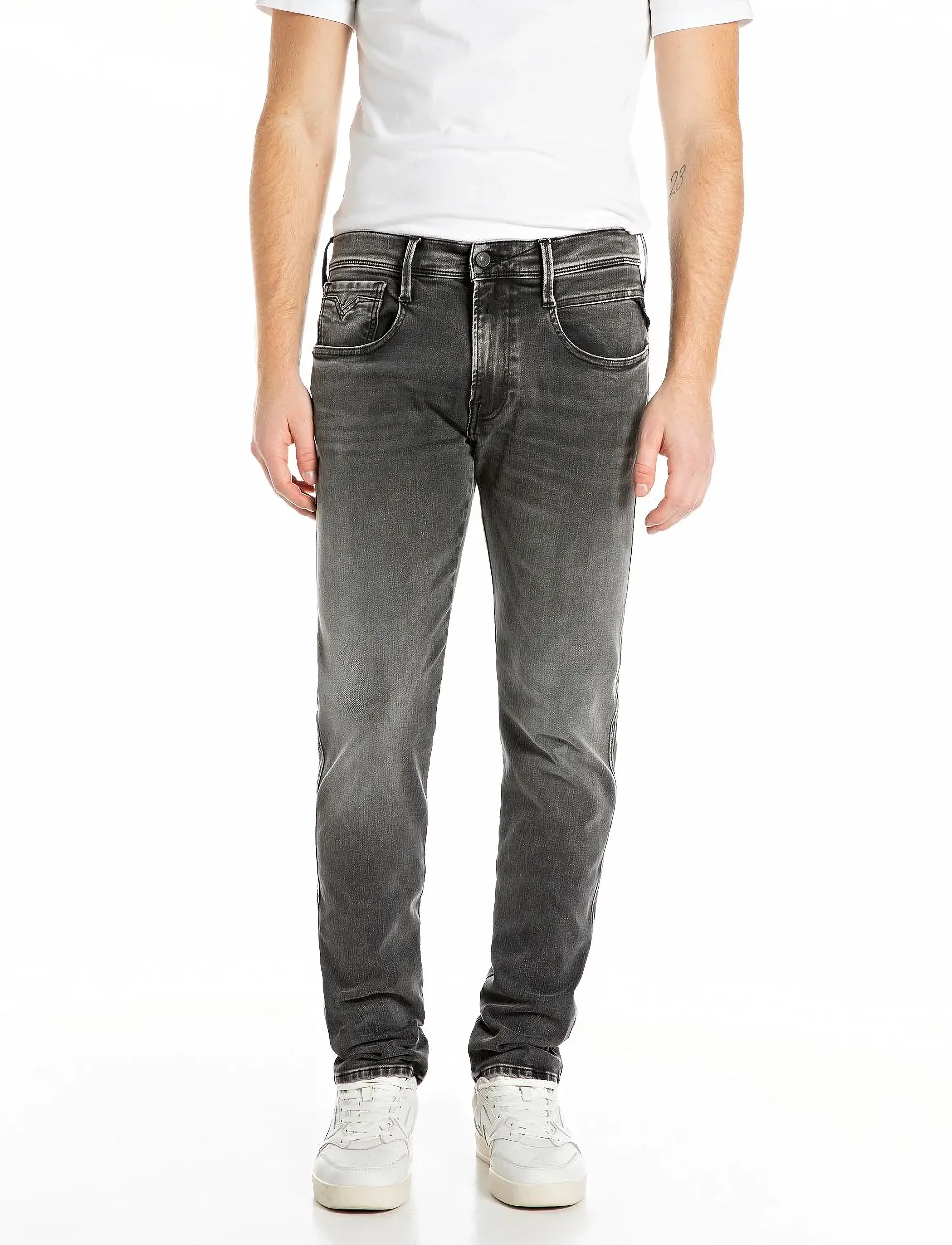 Replay Anbass Trousers Slim Hyperflex Original, 31 x 30, Jeans, Grau - Regular, Männerswear