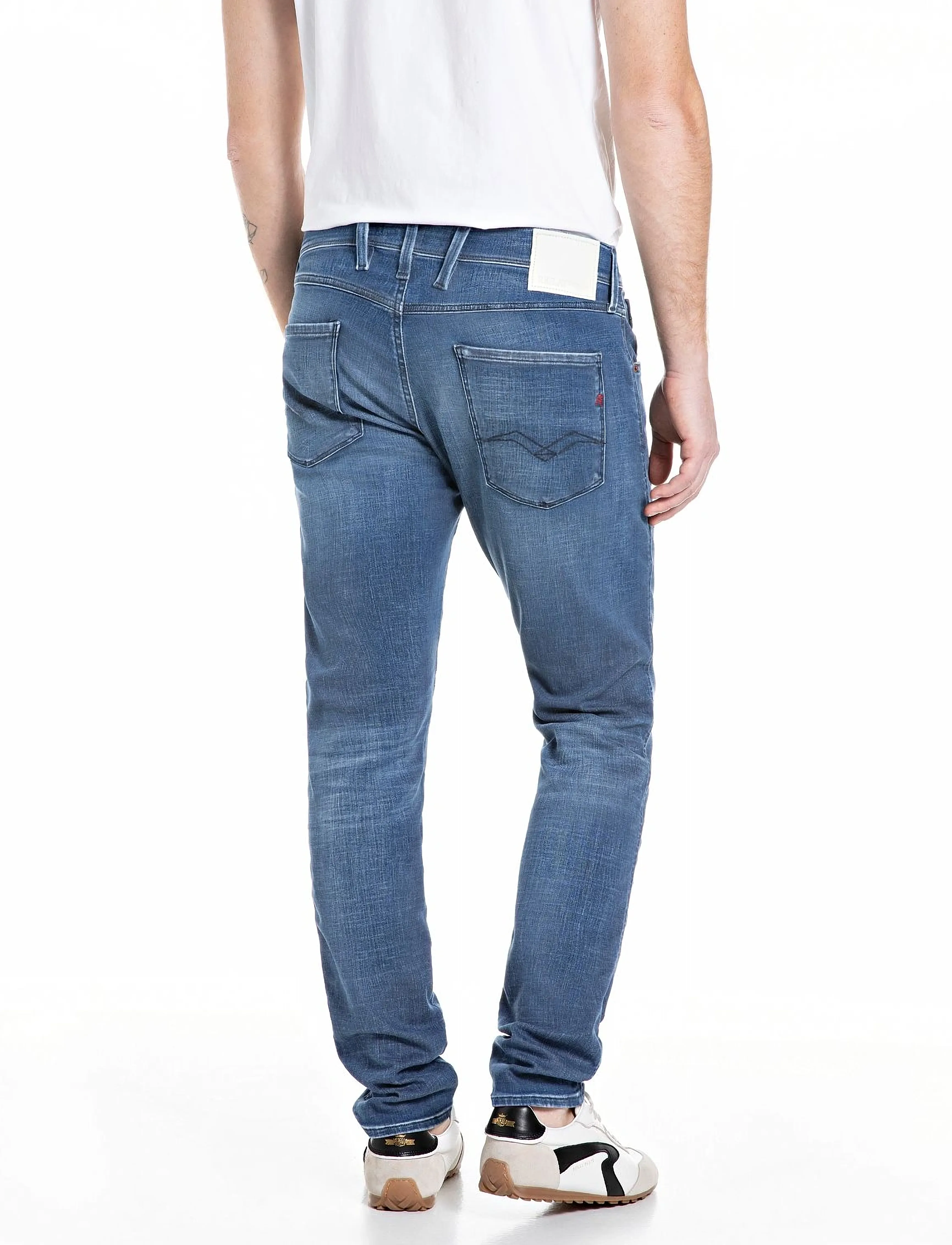 Replay - ANBASS Trousers SLIM Hyperflex Matrix - kitsad teksad - medium blue - 3