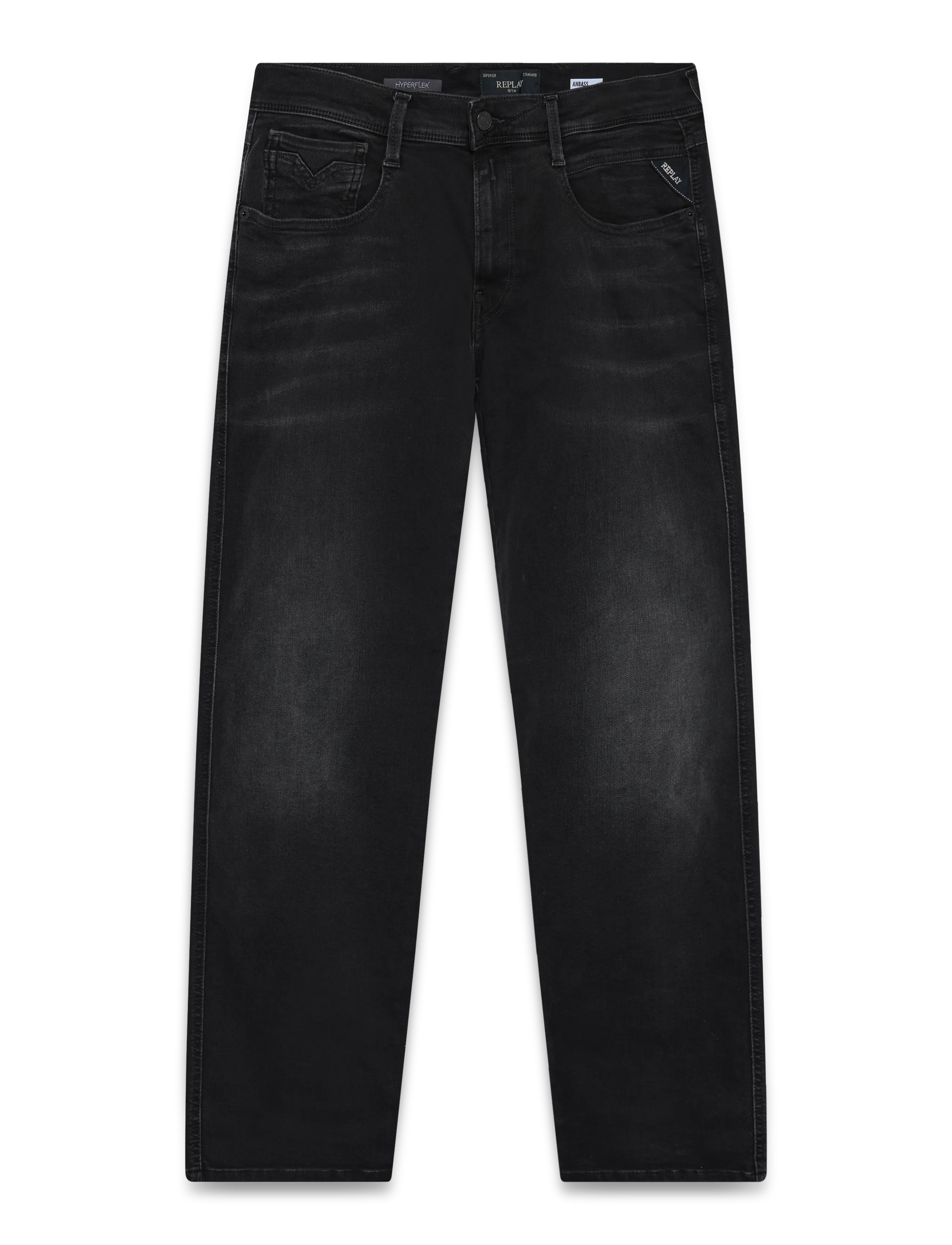 REPLAY Anbass Hosen Slim Hyperflex Dust Schwarz - 31x32 - Herren