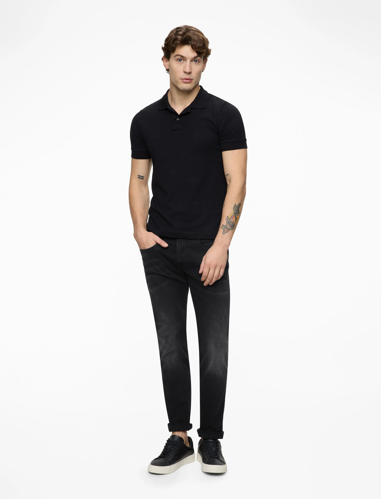 Replay - ANBASS Trousers SLIM Hyperflex Dust - aptempti džinsai - black - 2