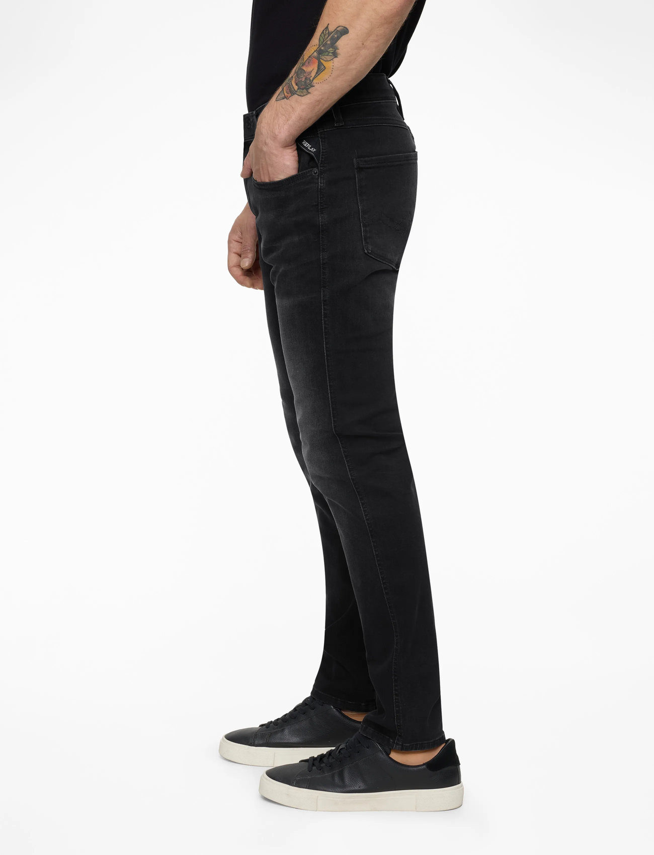 Replay - ANBASS Trousers SLIM Hyperflex Dust - aptempti džinsai - black - 3