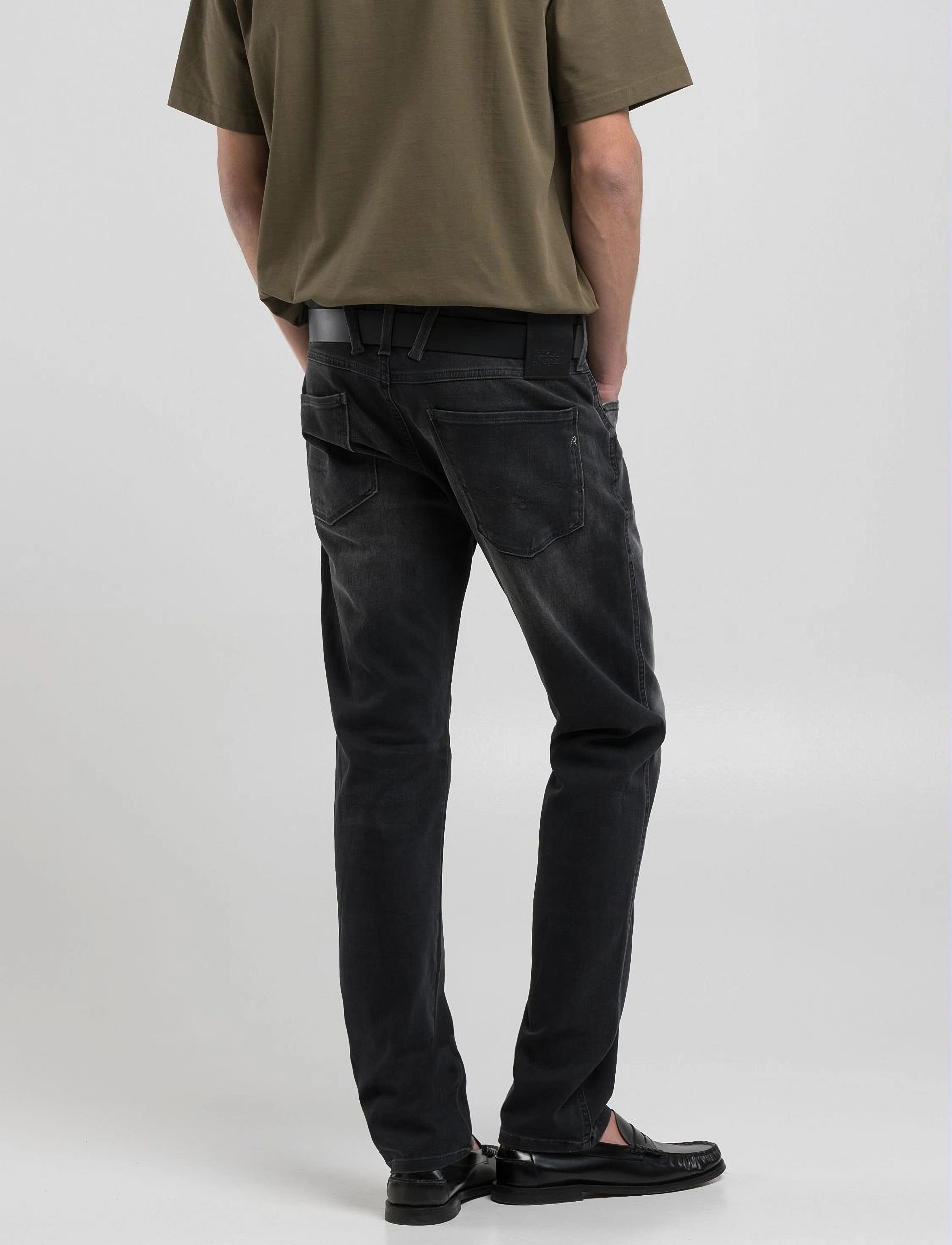 Replay ANBASS Trousers SLIM Hyperflex Dust - Streetstyle - BLACK / black