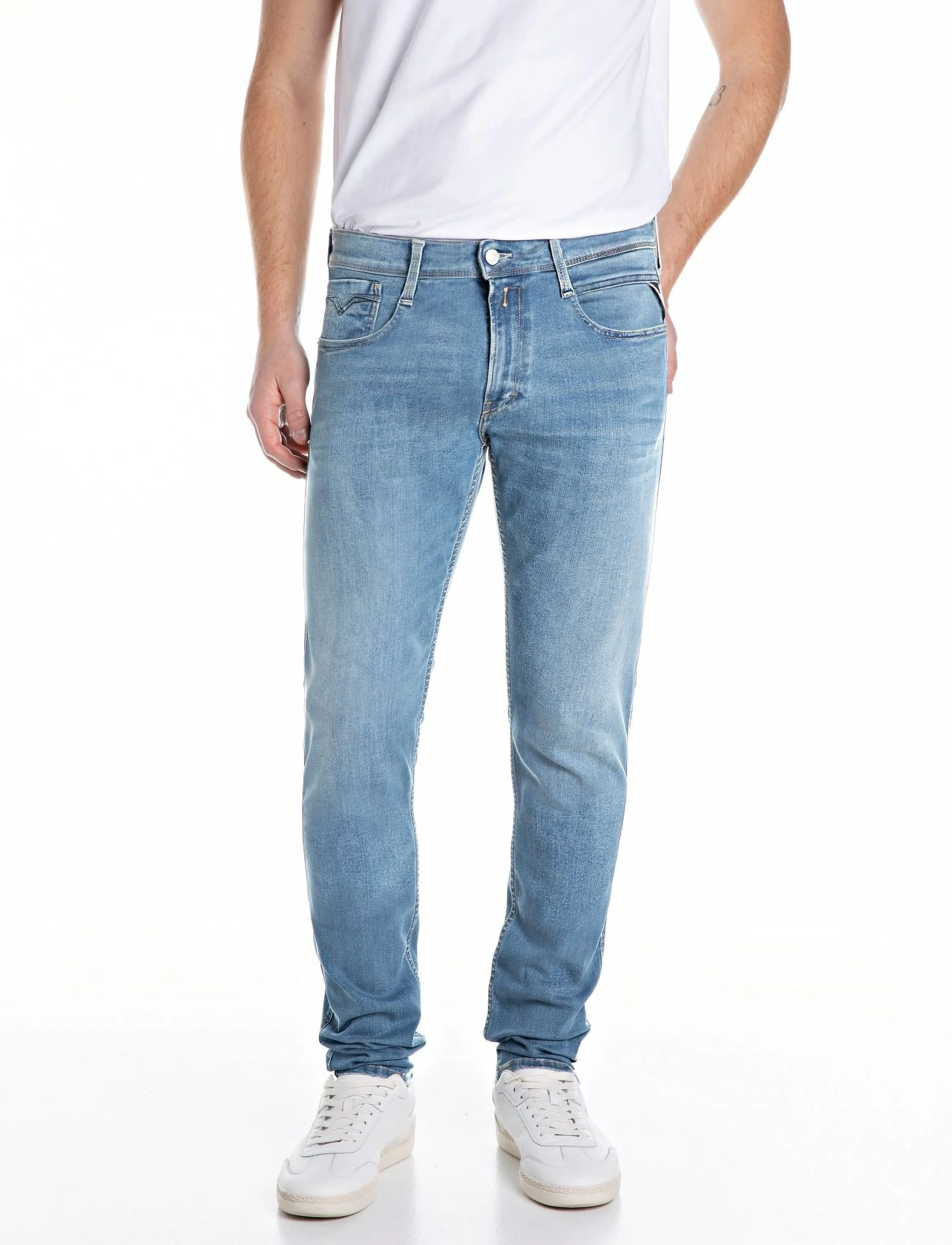 Replay Anbass Trousers Slim Hyperflex Original, 38 x 32, Jeans, Blau - Slim, Männerswear