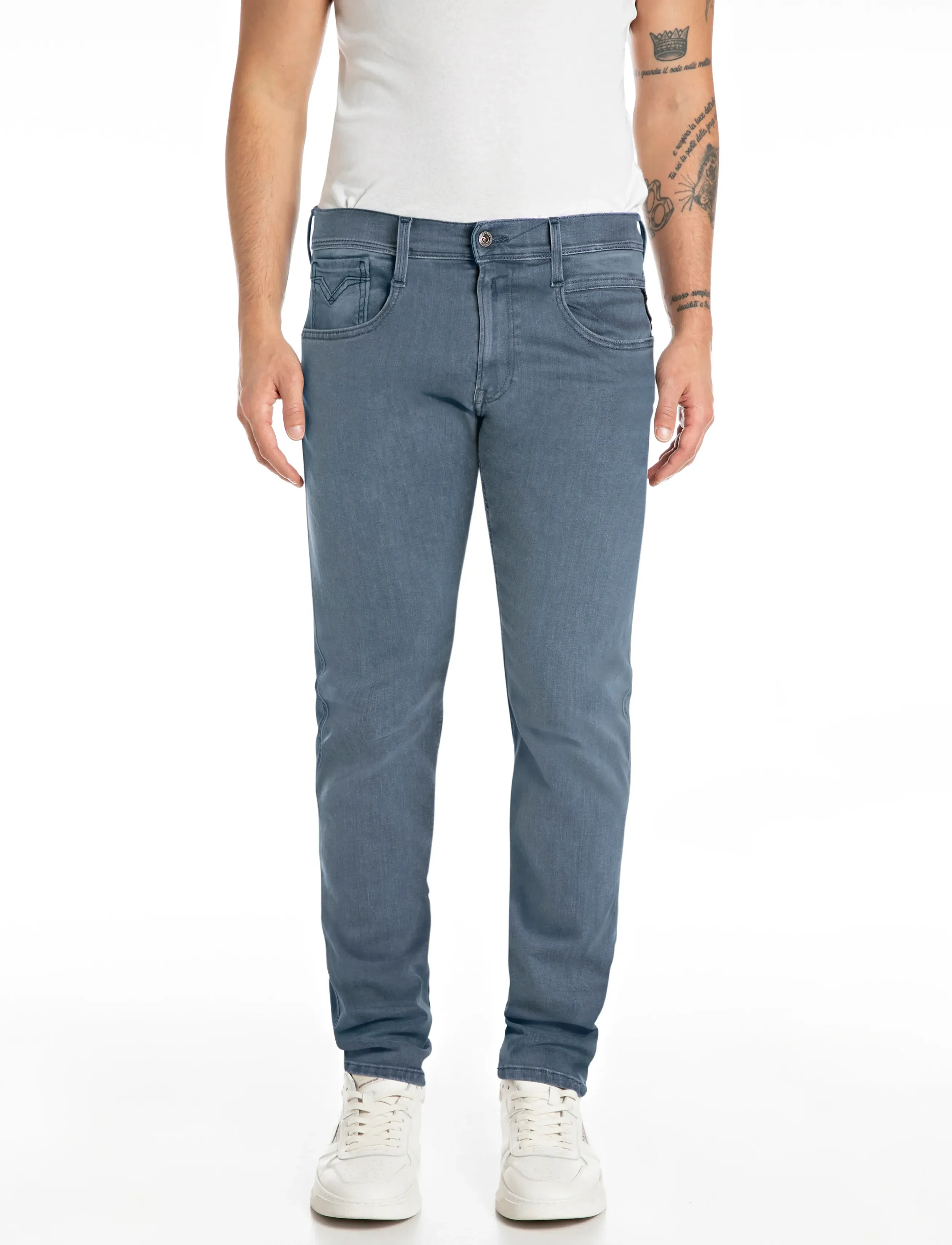 Replay Anbass Slim Hyperflex Eco Plus Sustainable Denim Trousers, 28 x 30, Blue, Jeans > Smalle, Herre