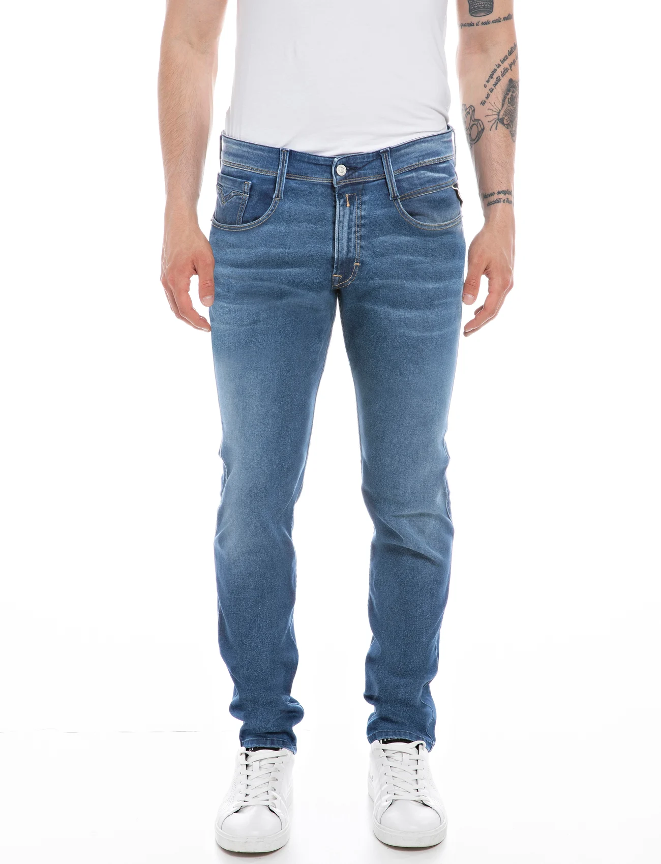 Replay - ANBASS Trousers SLIM HYPERFLEX ORIGINAL - slim jeans - blue - 0