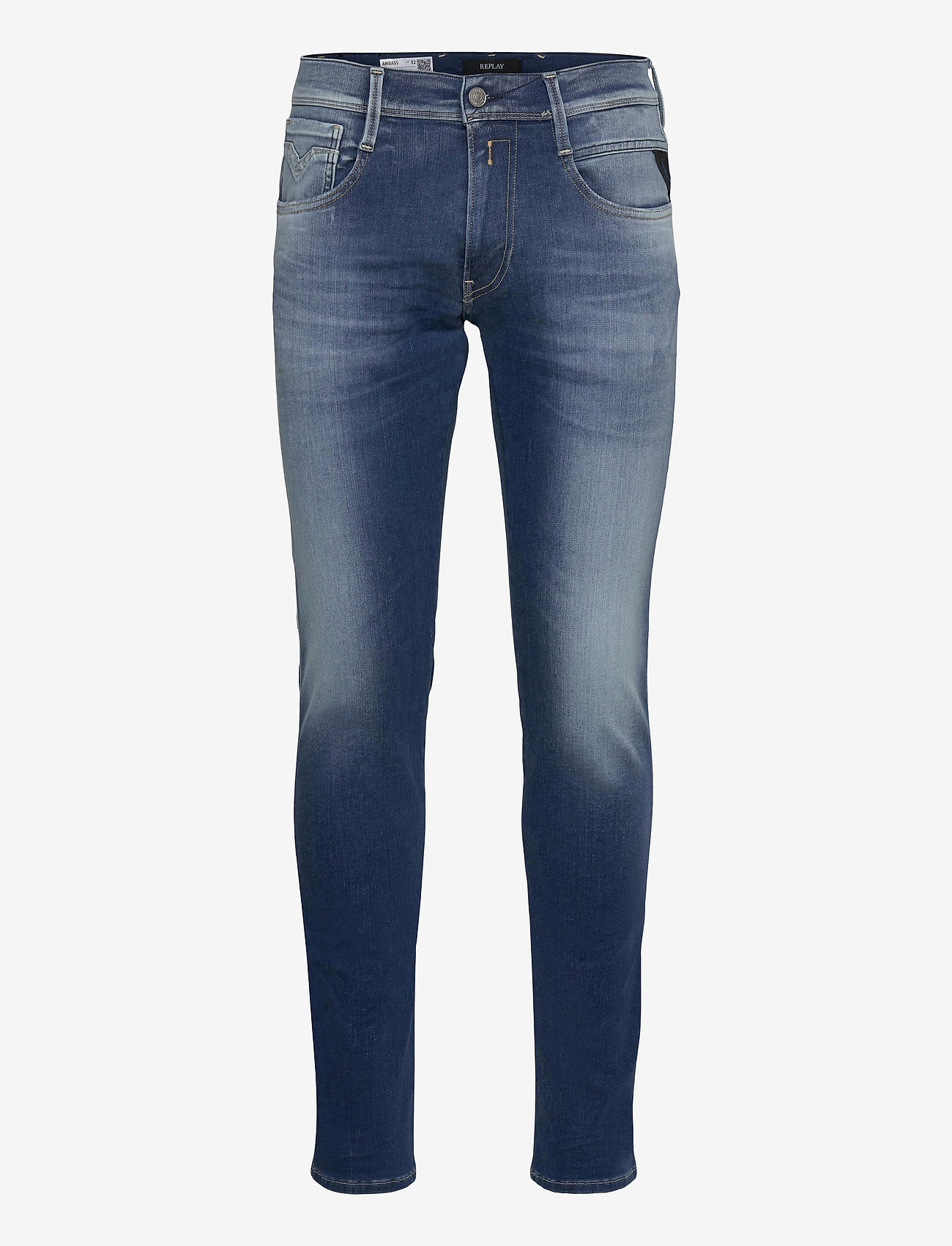 Replay - ANBASS Trousers Hyperflex Re-Used - džinsa bikses ar tievām starām - medium blue - 0
