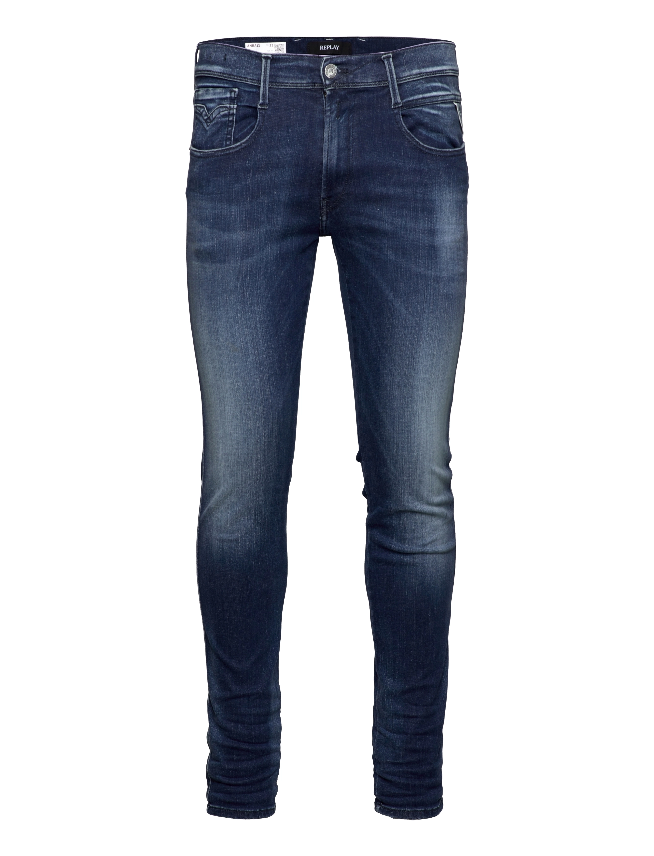 Replay - ANBASS Trousers SLIM White Shades - medium blue - 0