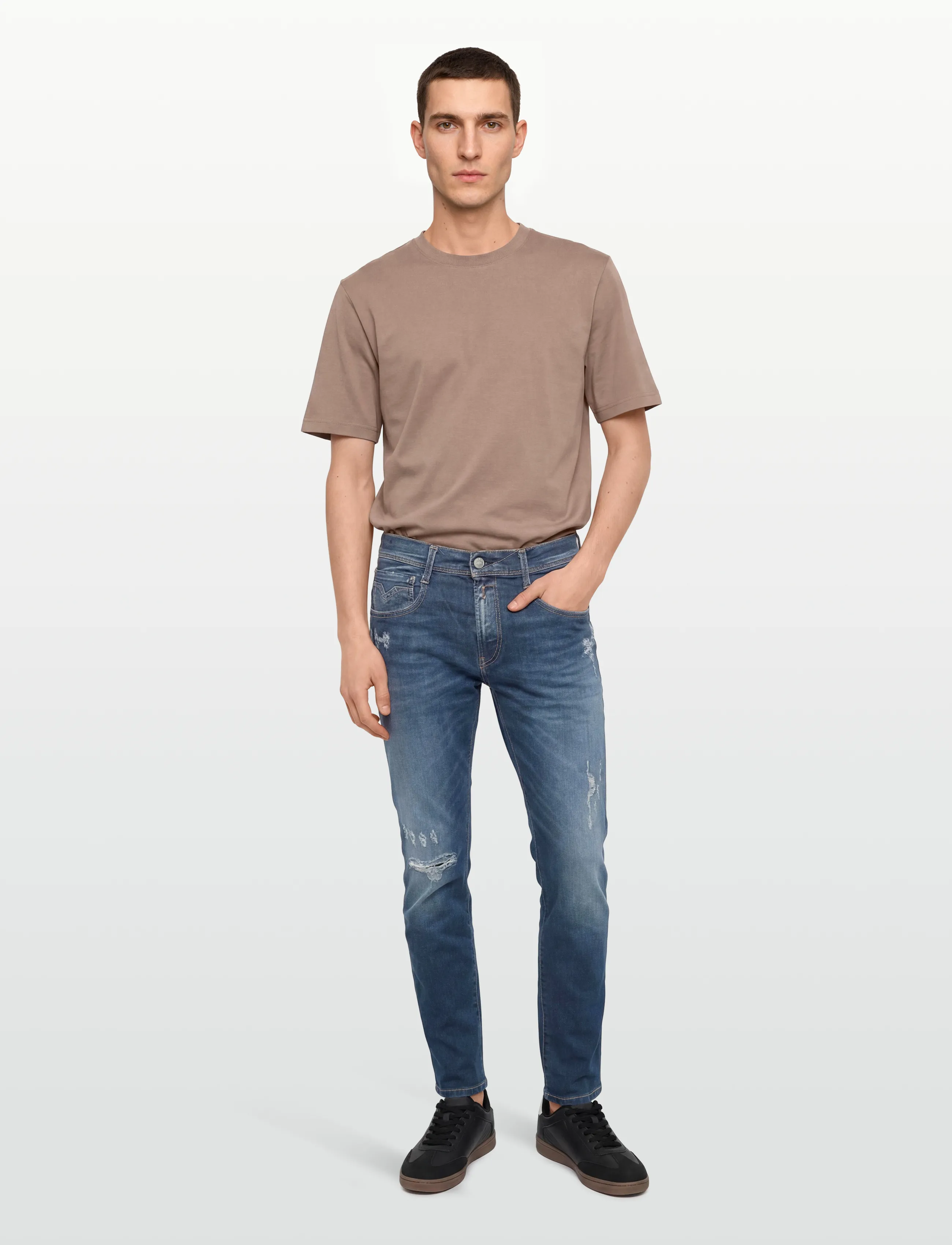 Replay - ANBASS SLIM Hyperflex Re-Used XLite Sustainable DENIM Trousers DARK BLUE - hosen & jeans - blue - 0