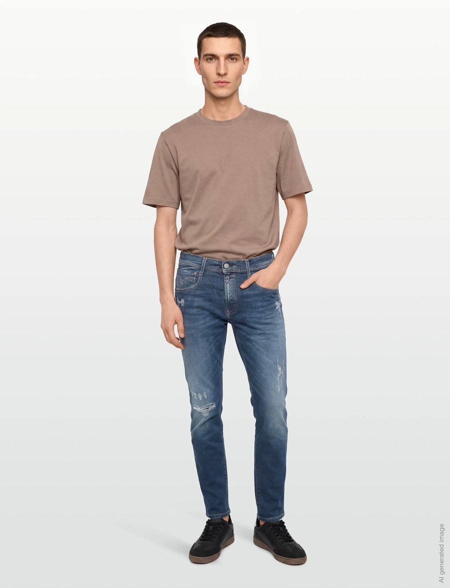Replay - ANBASS SLIM Hyperflex Re-Used XLite Sustainable DENIM Trousers DARK BLUE - slim fit jeans - blue - 0