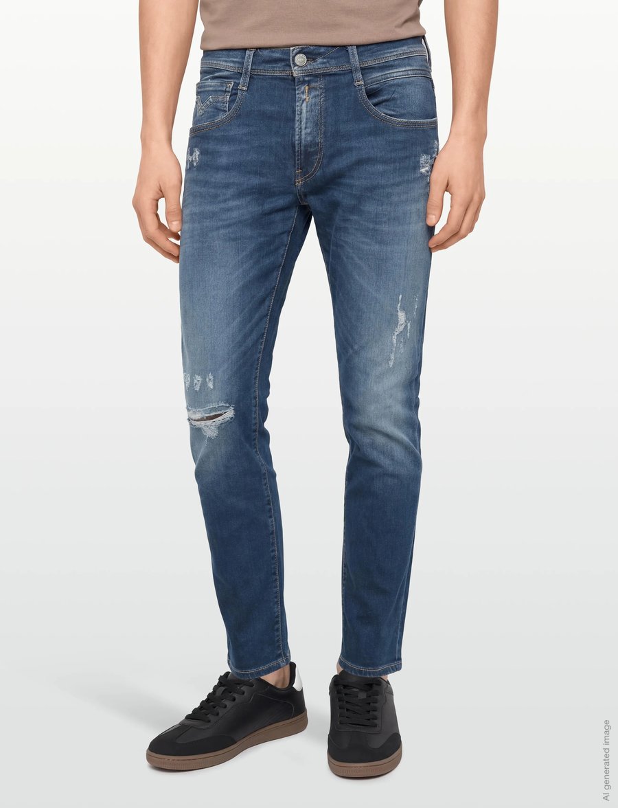 Replay - ANBASS SLIM Hyperflex Re-Used XLite Sustainable DENIM Trousers DARK BLUE - slim fit jeans - blue - 3