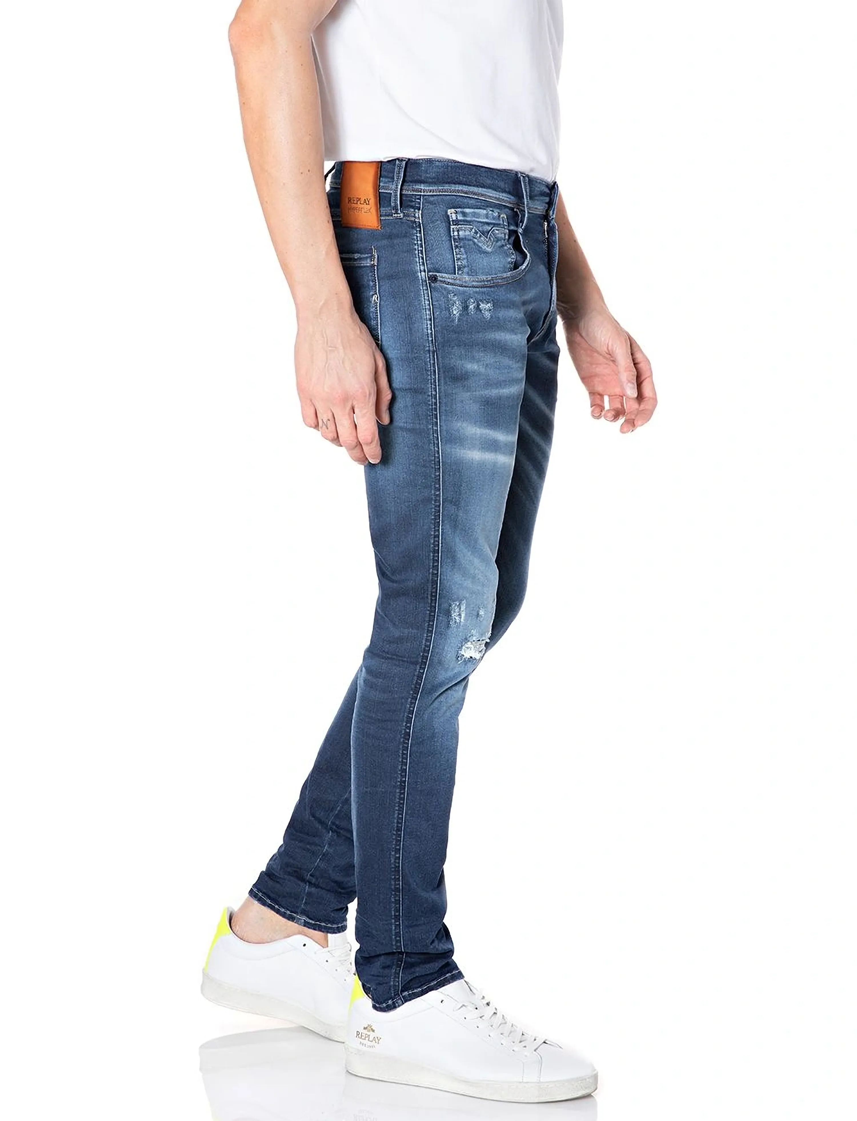 Replay - ANBASS Trousers SLIM Hyperflex Re-Used XLite - dark blue - 4