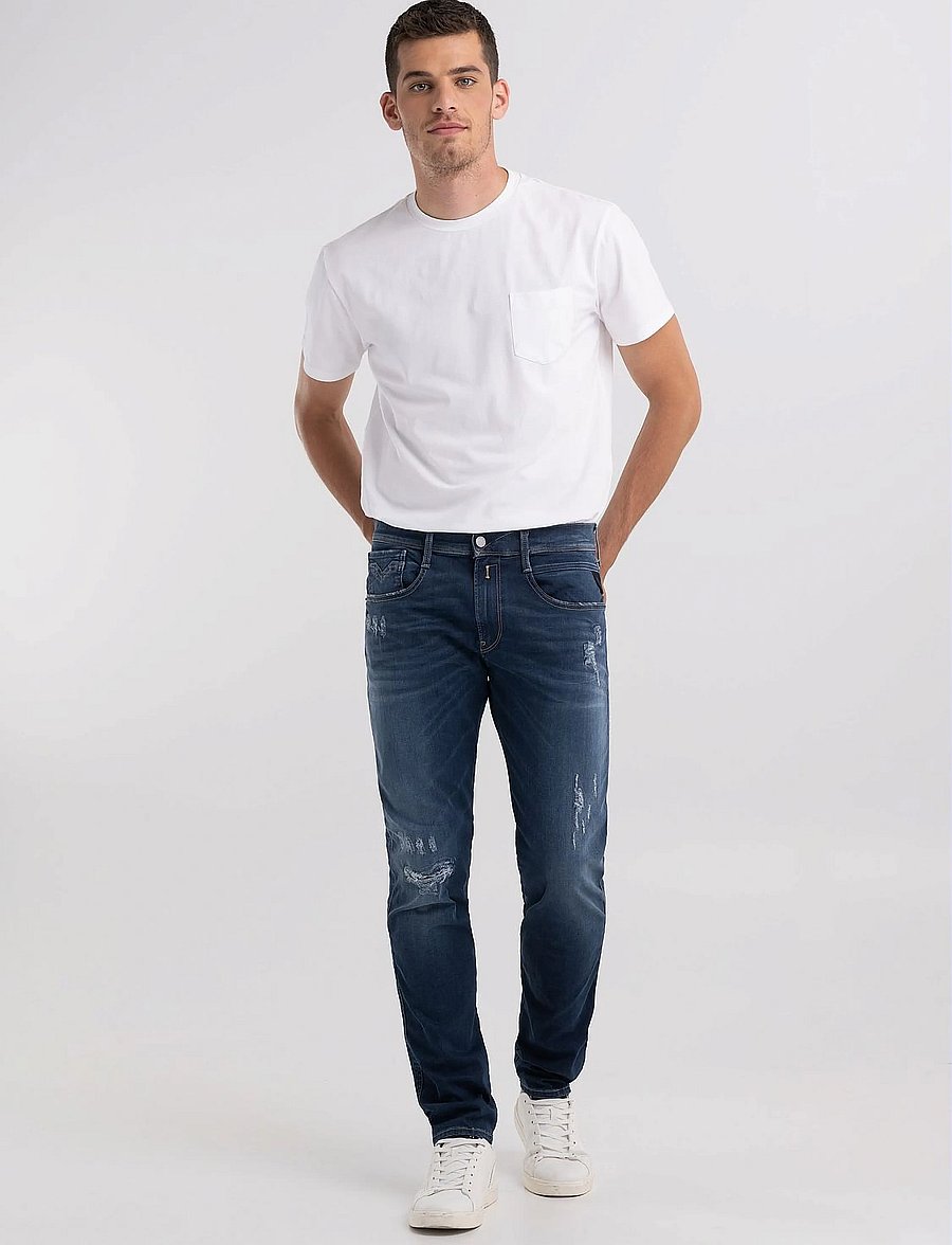 Replay - ANBASS Trousers SLIM Hyperflex Re-Used XLite - dark blue - 5