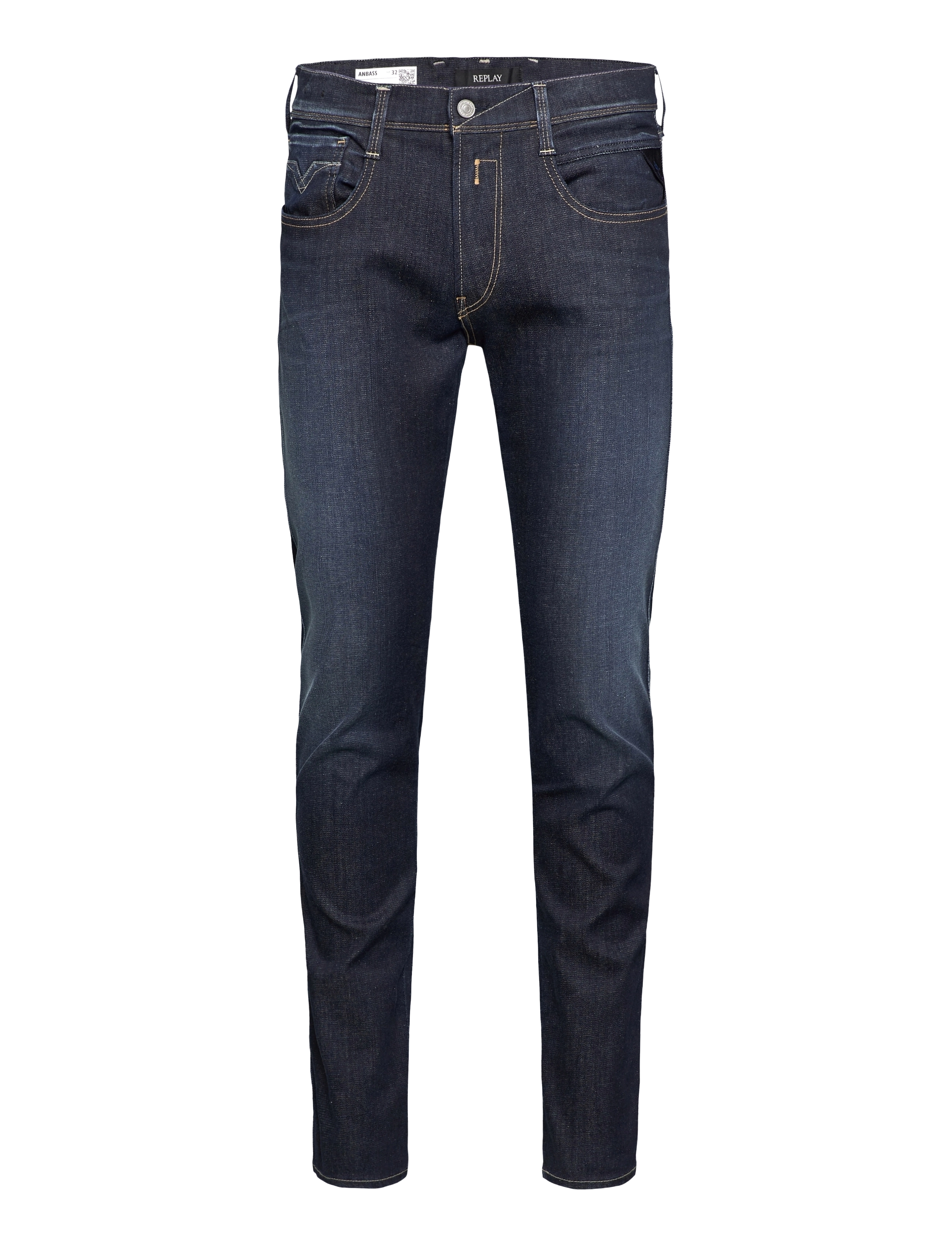 ANBASS Trousers SLIM Hyperflex Re-Used - DARK BLUE