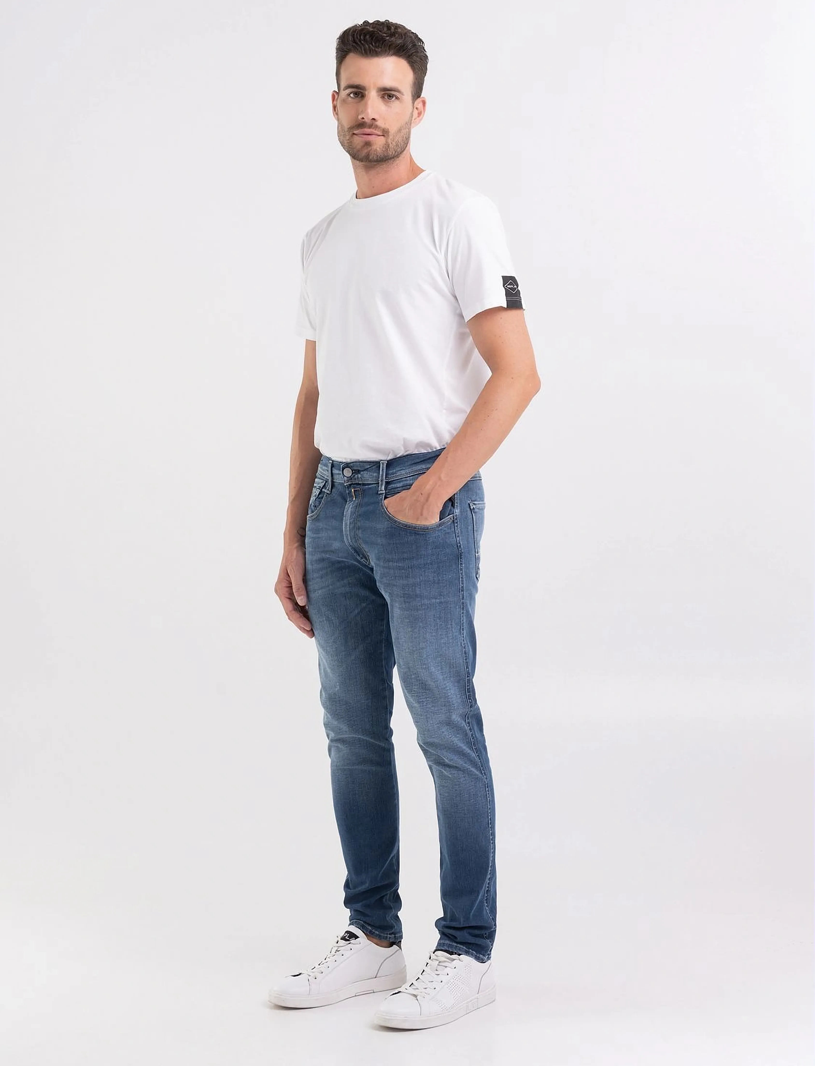Replay - ANBASS Trousers SLIM Hyperflex Re-Used - dark blue - 4