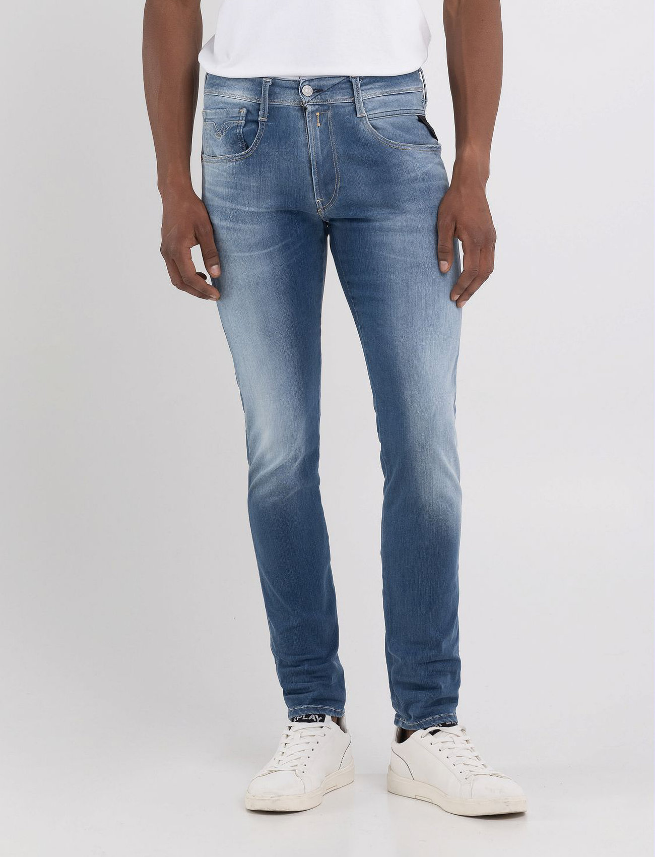 Replay - ANBASS Trousers SLIM Hyperflex Re-Used - medium blue - 4