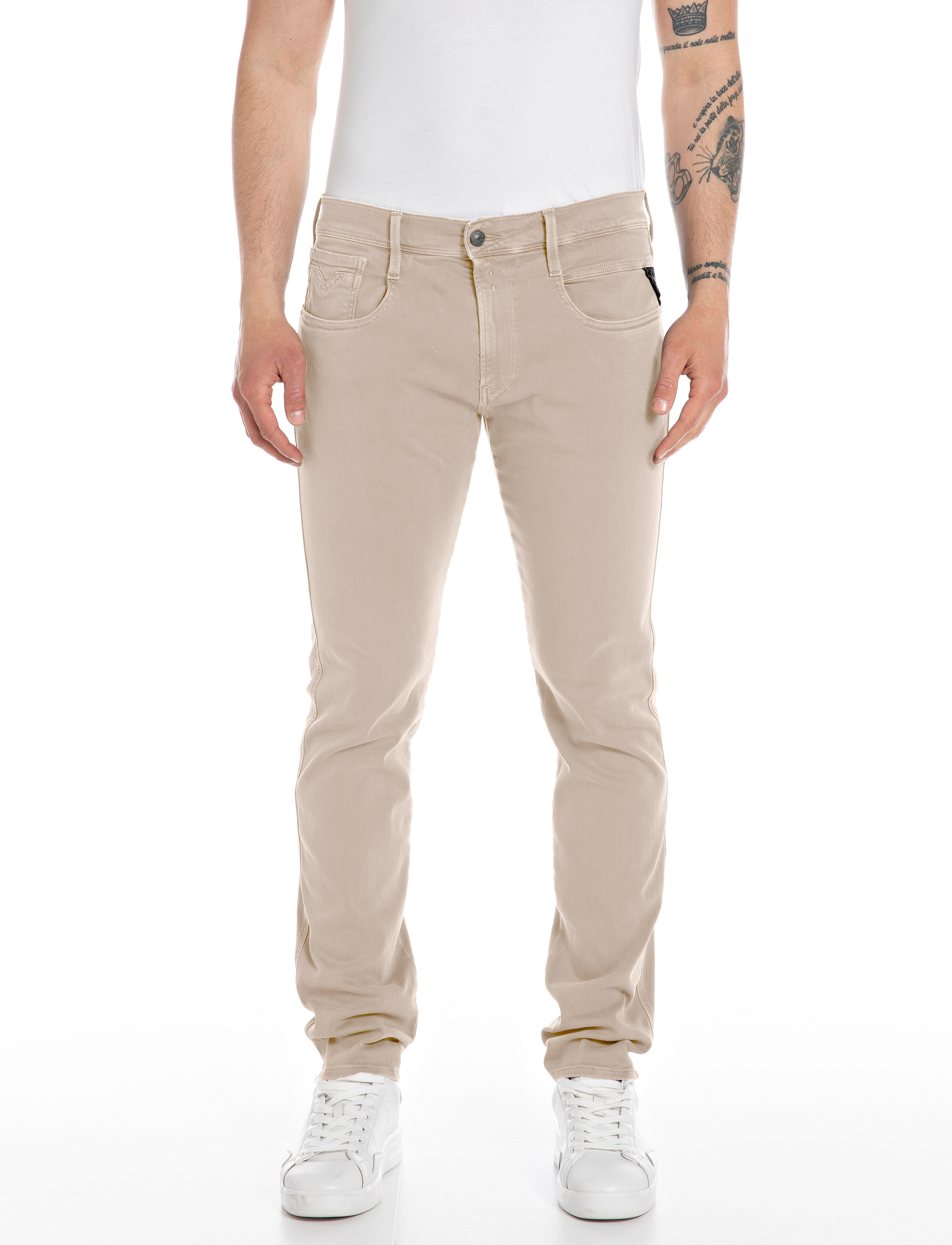 Replay - ANBASS Trousers SLIM Hyperflex Colour XLite - cream - 0