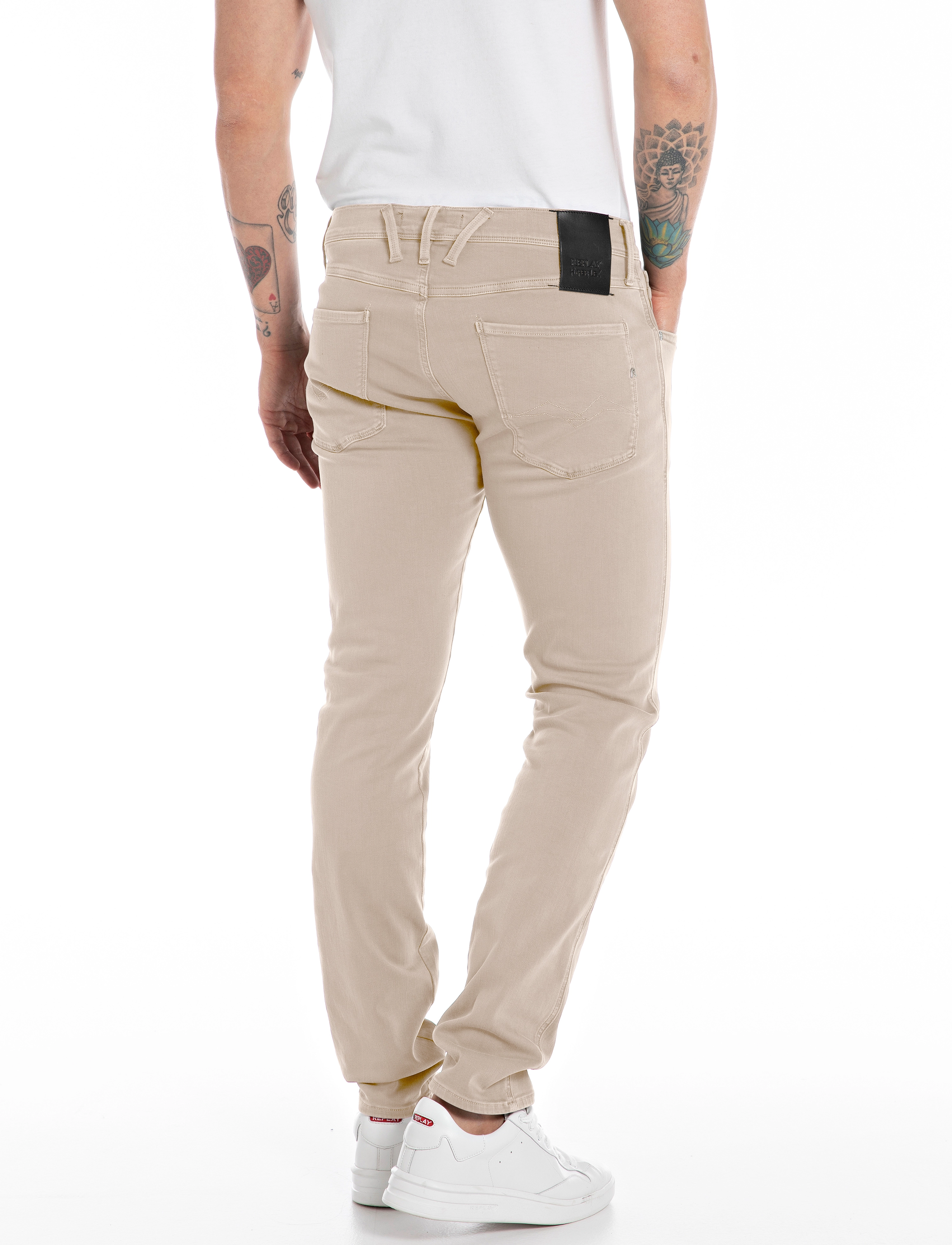 Replay - ANBASS Trousers SLIM Hyperflex Colour XLite - cream - 3