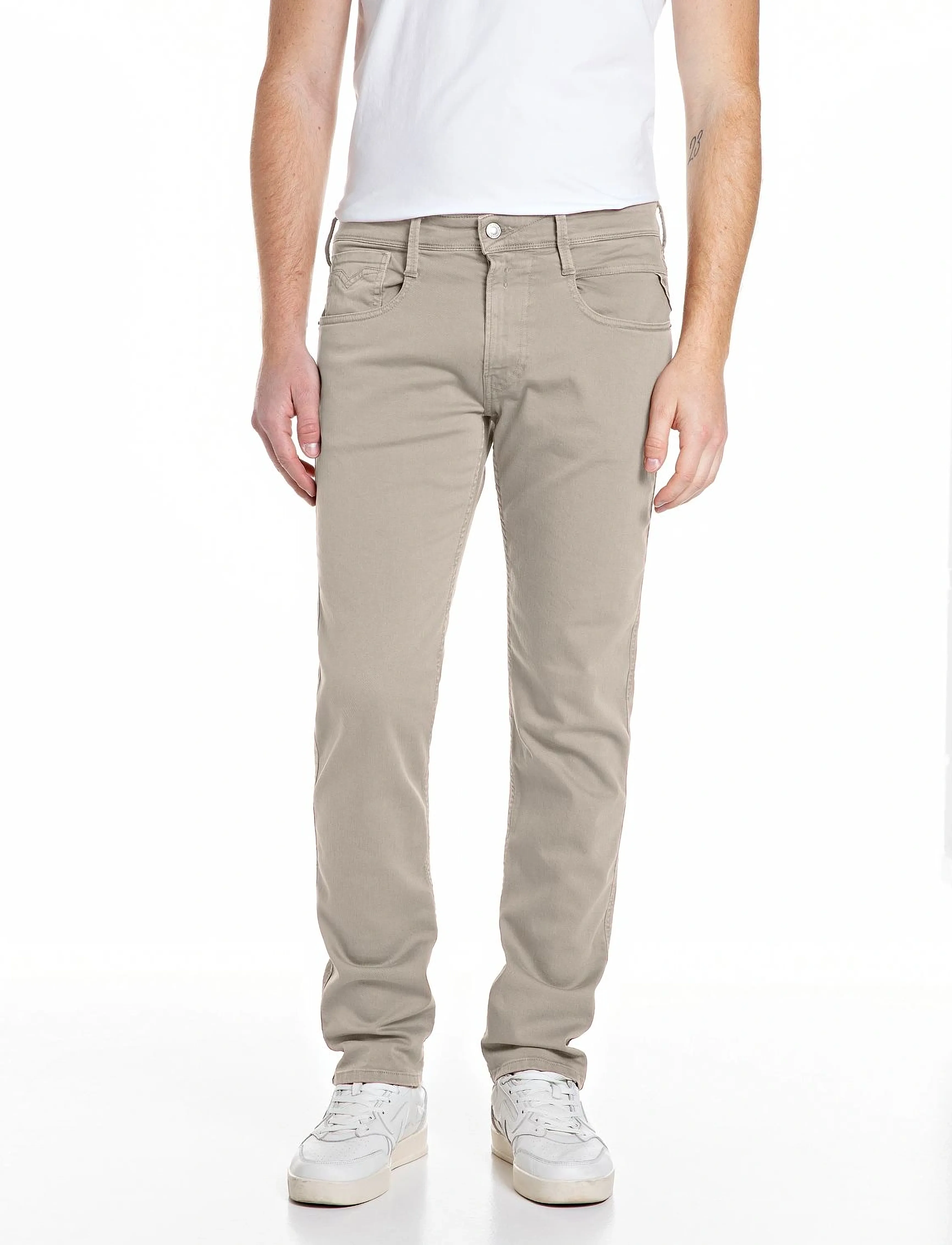 Replay ANBASS Trousers SLIM - Jeans - KHAKI GREEN / brown