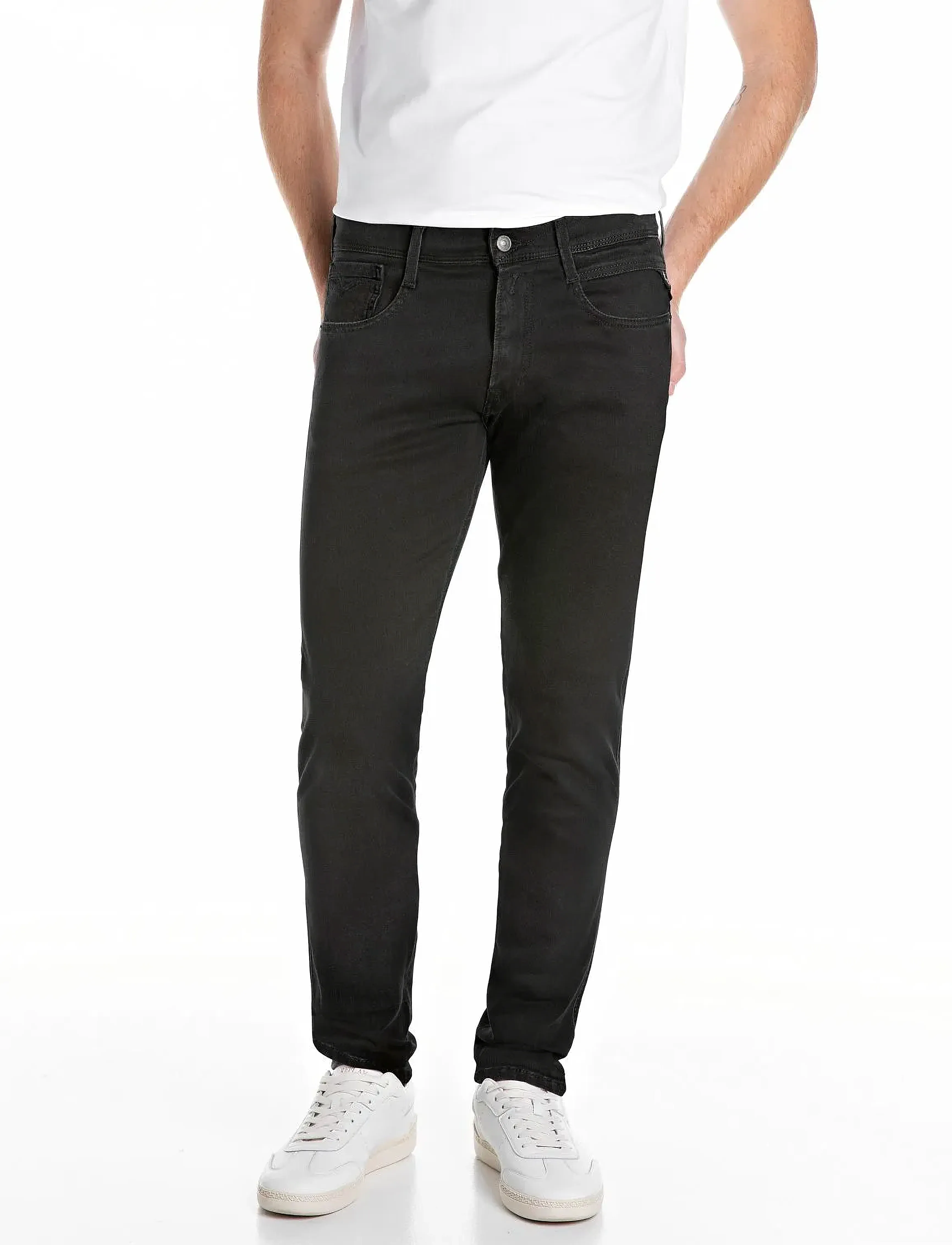 Replay ANBASS Trousers SLIM 99 Denim - Jeans - BLACK / black