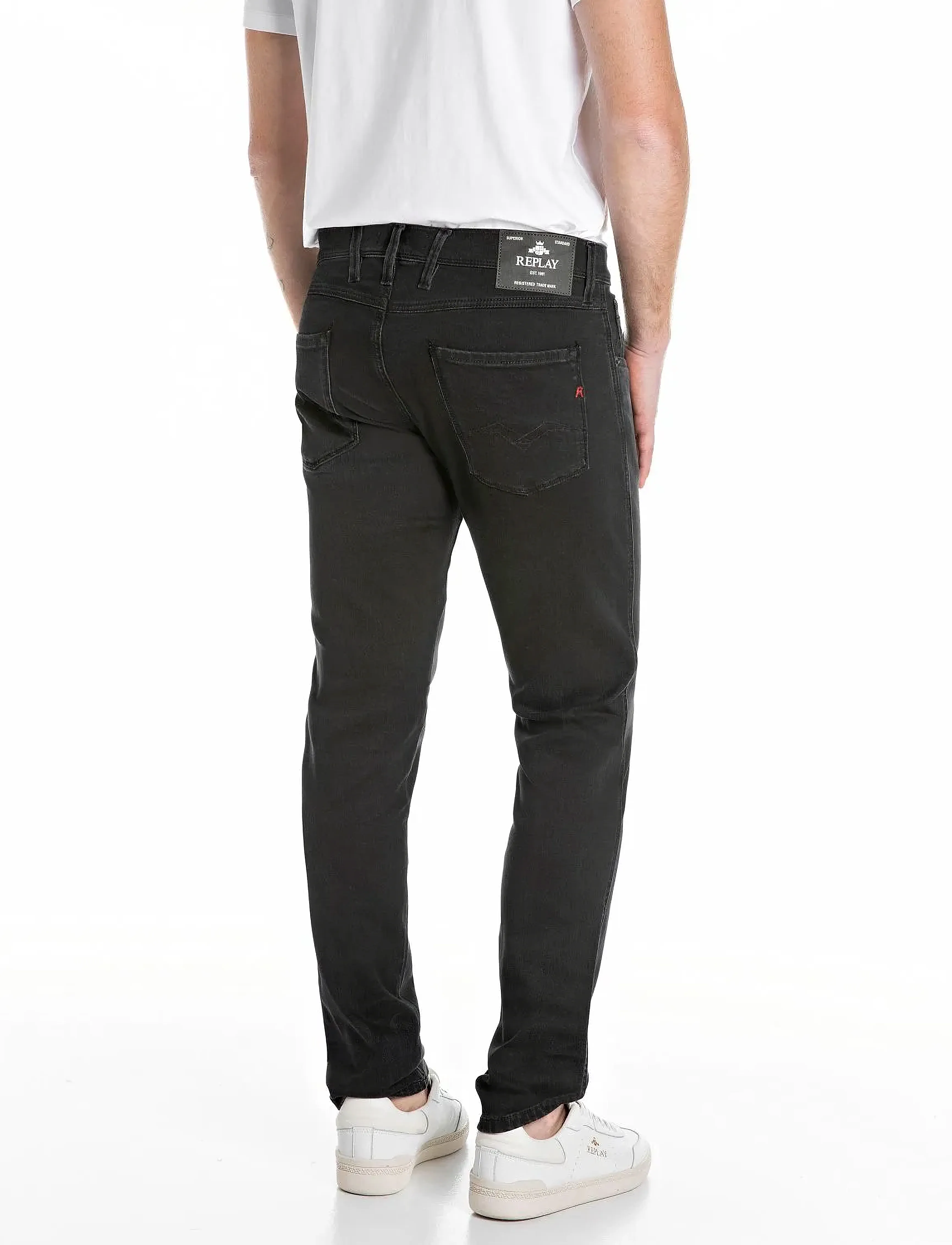Replay - ANBASS Trousers SLIM 99 Denim - kitsad teksad - black - 3