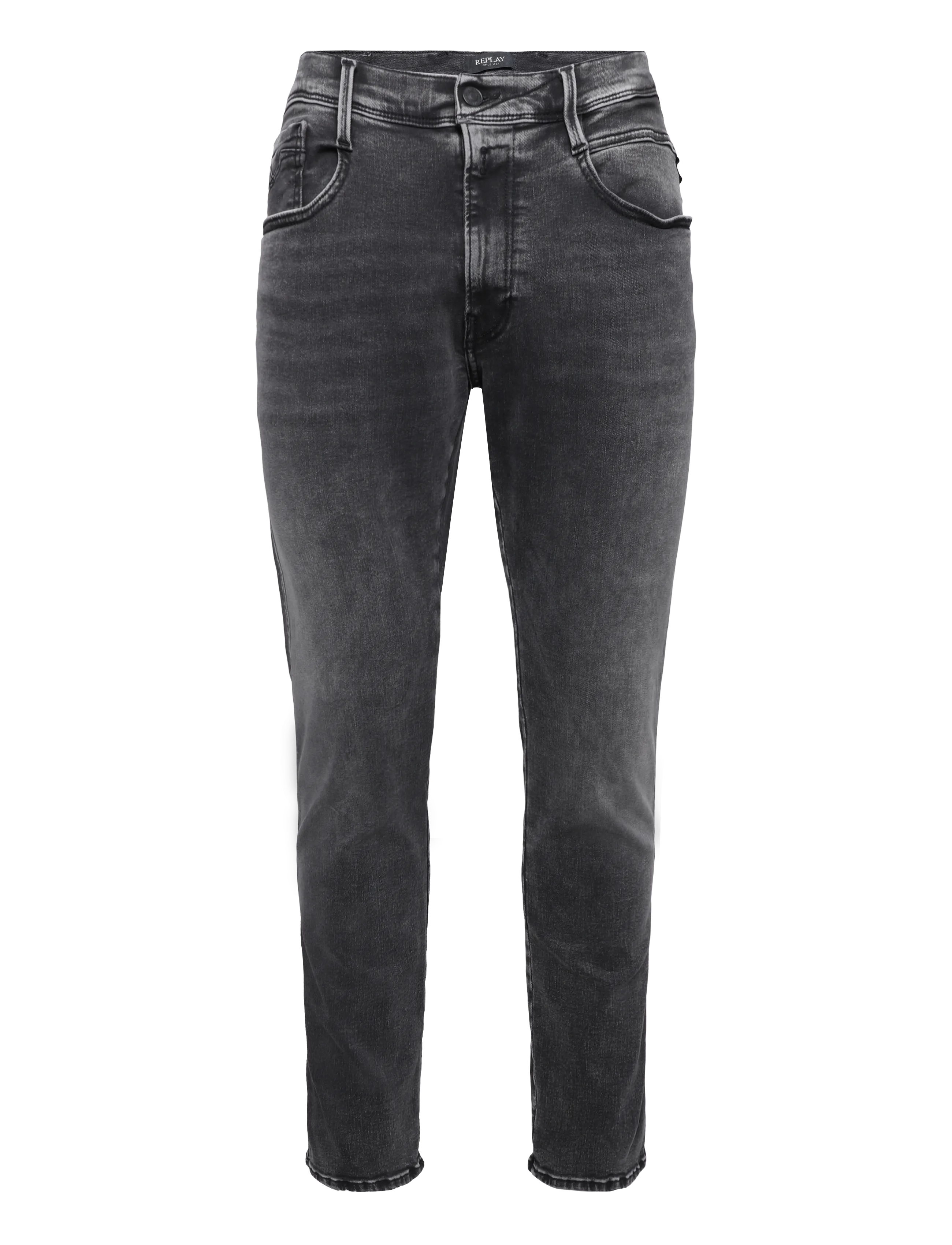 Replay ANBASS Trousers SLIM HYPERFLEX ORIGINAL - Riided - DARKGREY / black