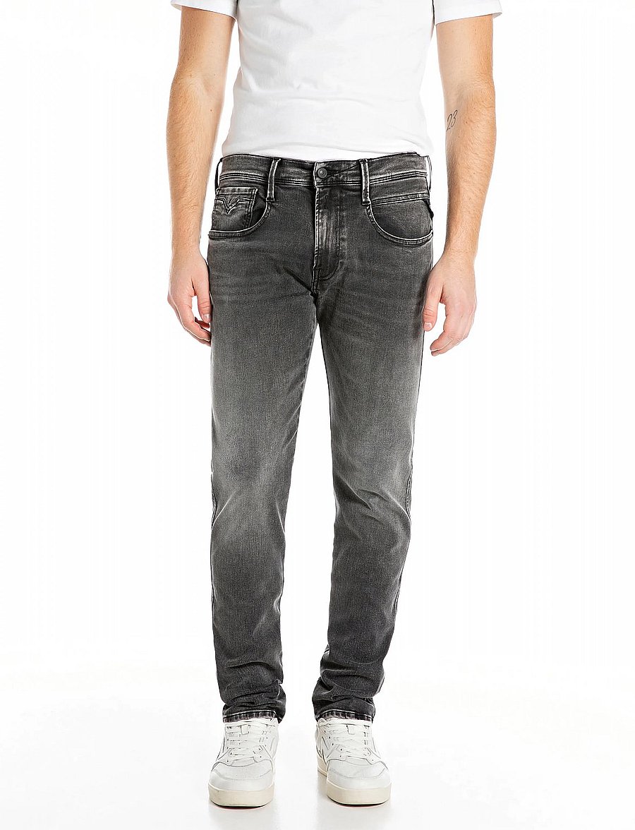 Replay - ANBASS Trousers SLIM HYPERFLEX ORIGINAL - kitsad teksad - darkgrey - 0