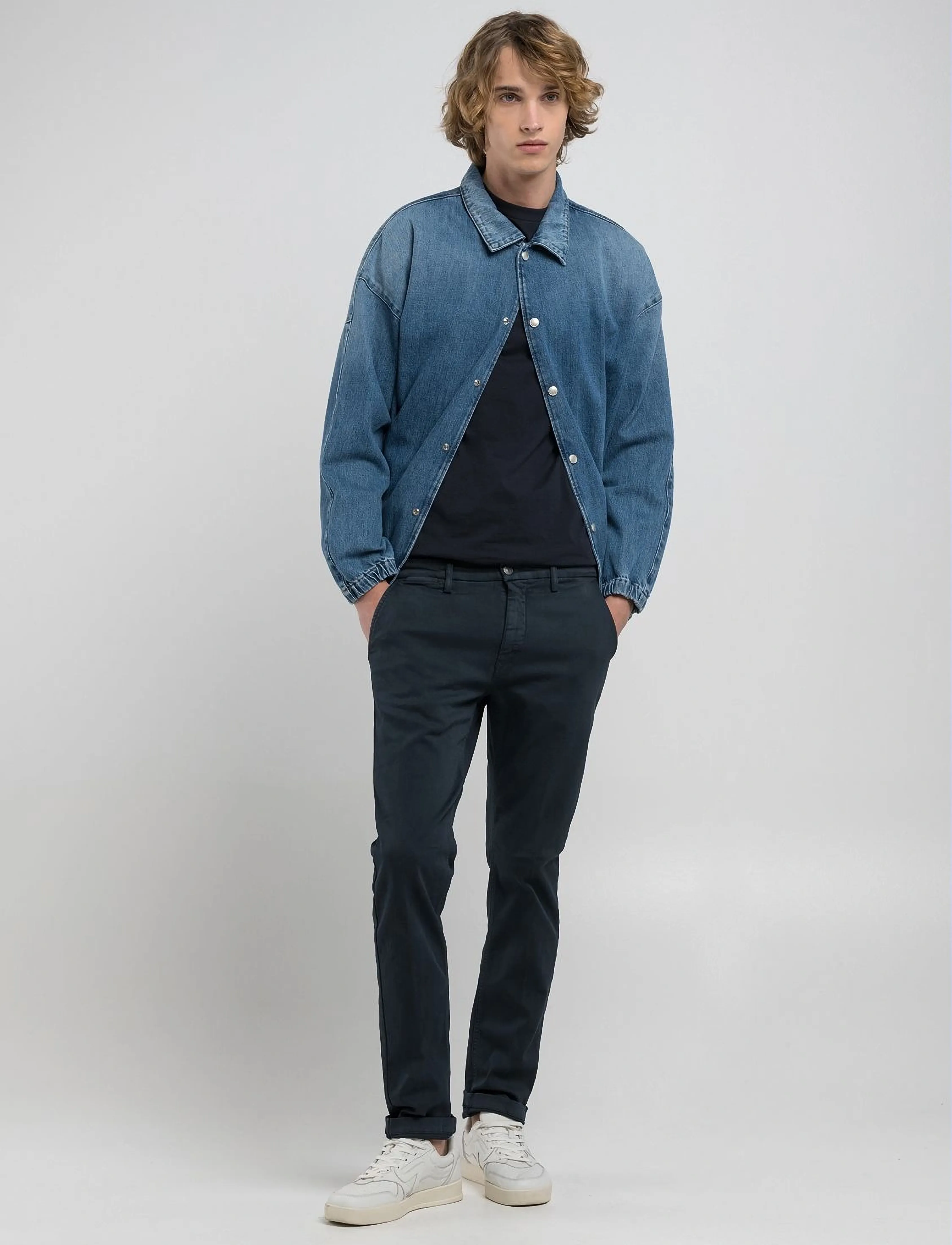 Replay - ZEUMAR Trousers SLIM Hyperchino Color Xlite - chinos - blue - 3