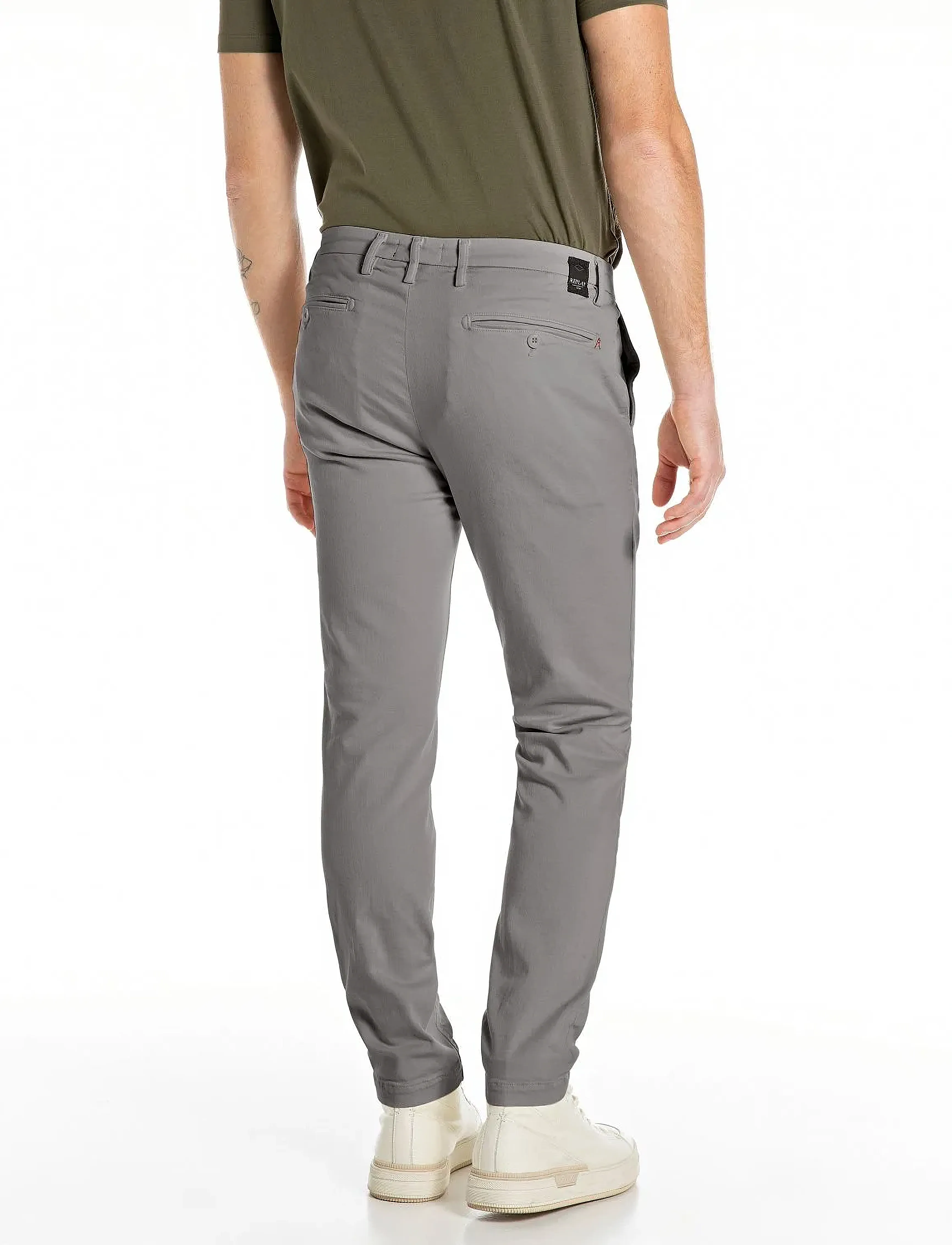 Replay - ZEUMAR Trousers SLIM Hyperchino Color Xlite - grey - 3