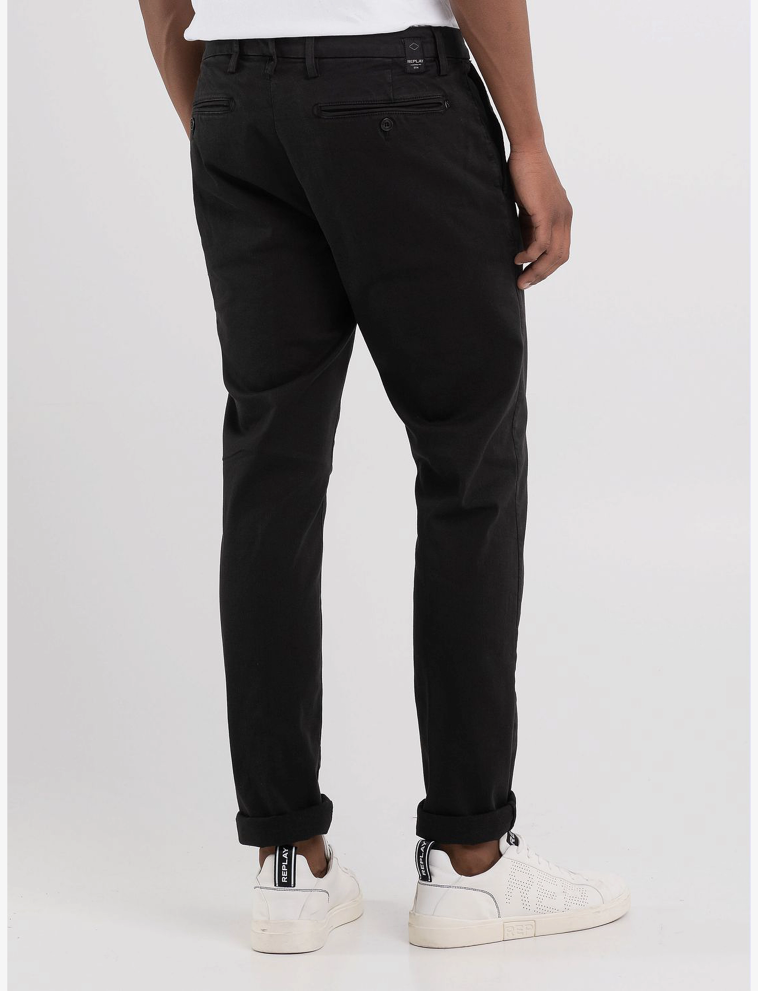 Replay - ZEUMAR Trousers SLIM Hyperchino Color Xlite - chinos - black - 5