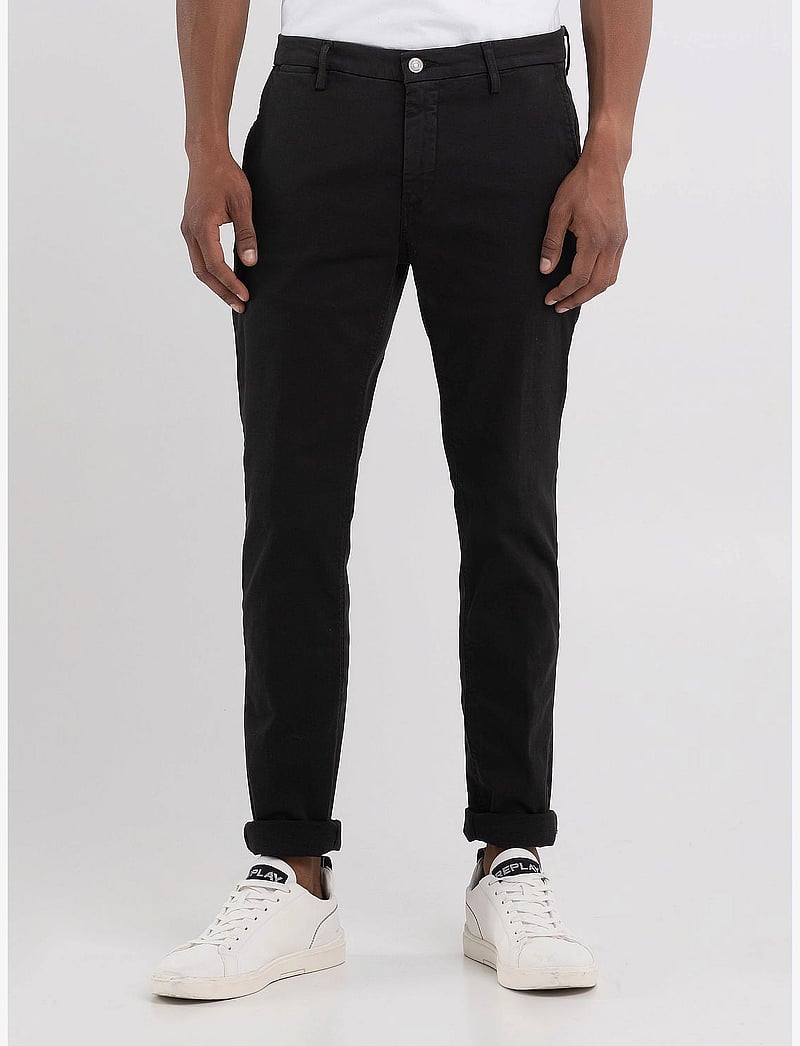 Replay - ZEUMAR Trousers SLIM Hyperchino Color Xlite - chinos - black - 4