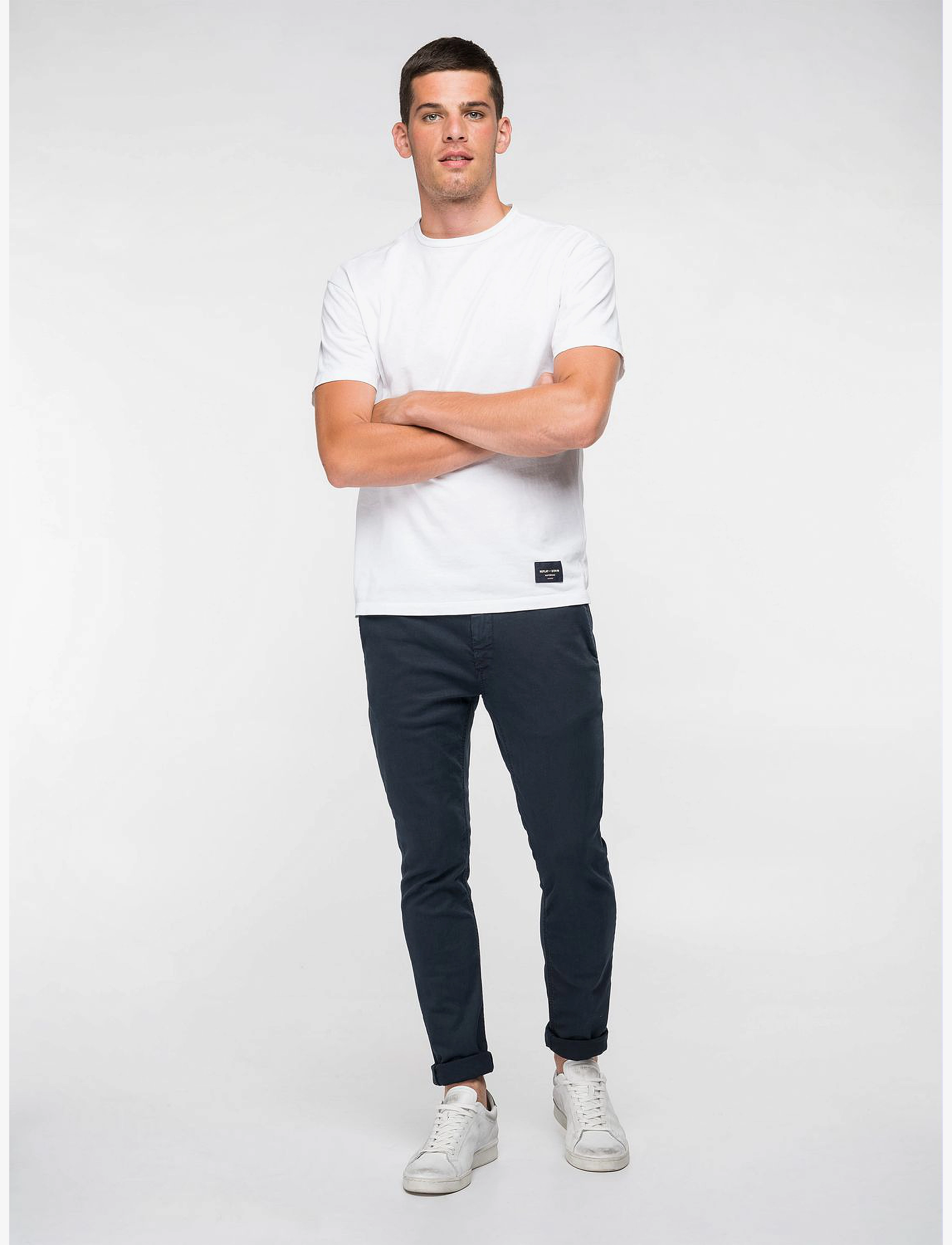 Replay - ZEUMAR Trousers SLIM Hyperchino Color Xlite - chinos - blue - 4