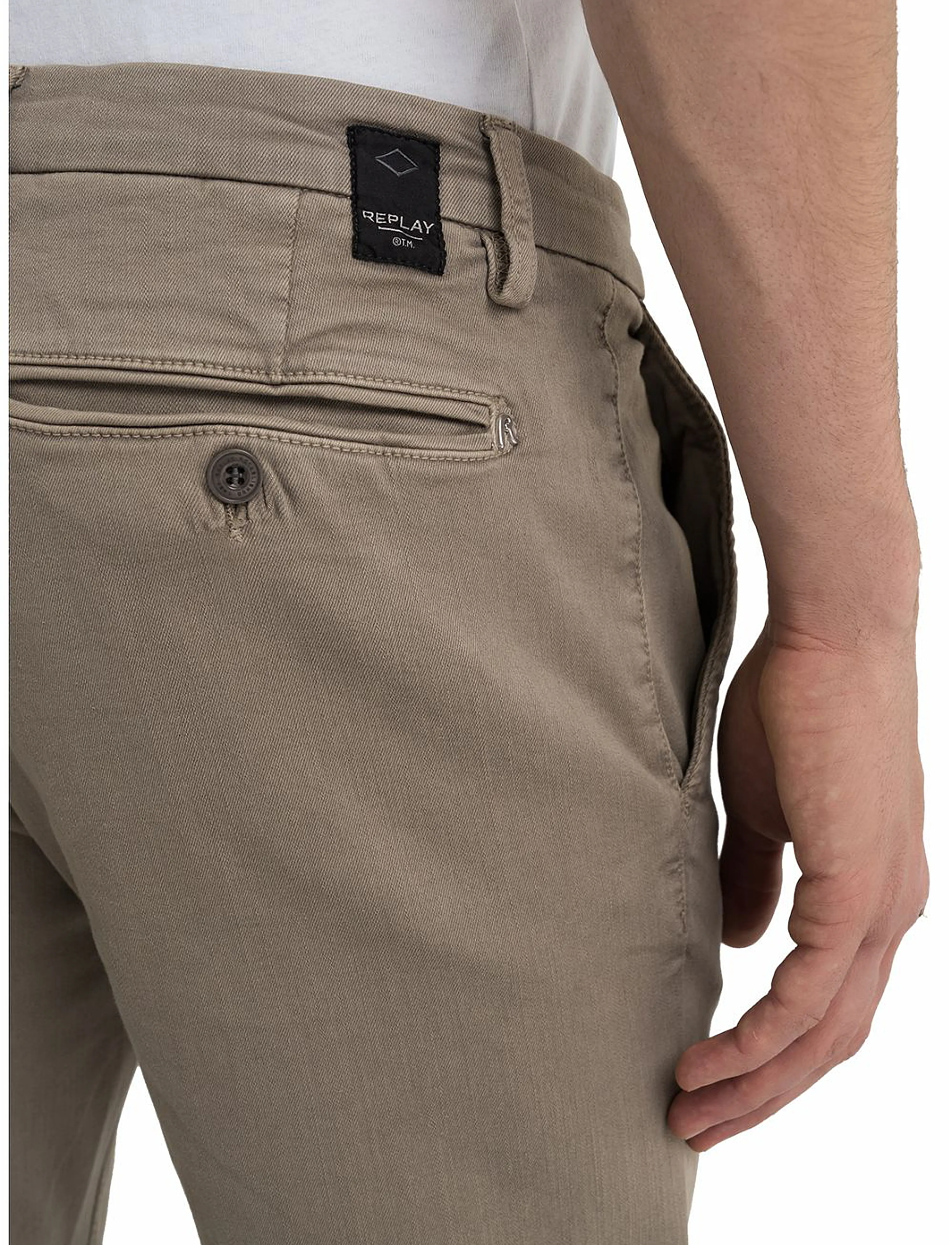 Replay - ZEUMAR Trousers SLIM Hyperchino Color Xlite - chinos - sand - 4