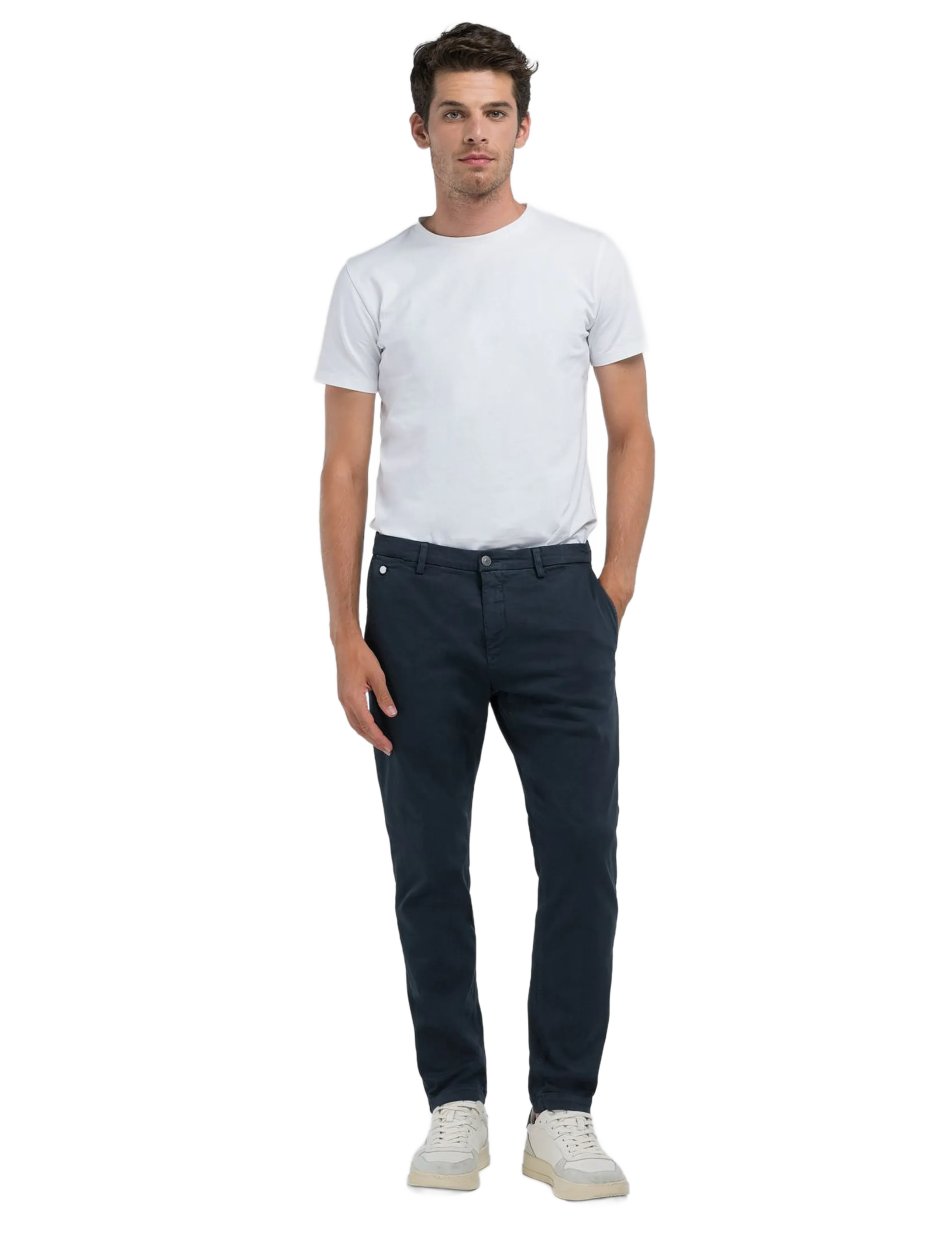 Replay Benni Trousers Regular Hyperchino Color Xlite, 33 x 32, Trousers, Marineblau - Chinos, Männerswear