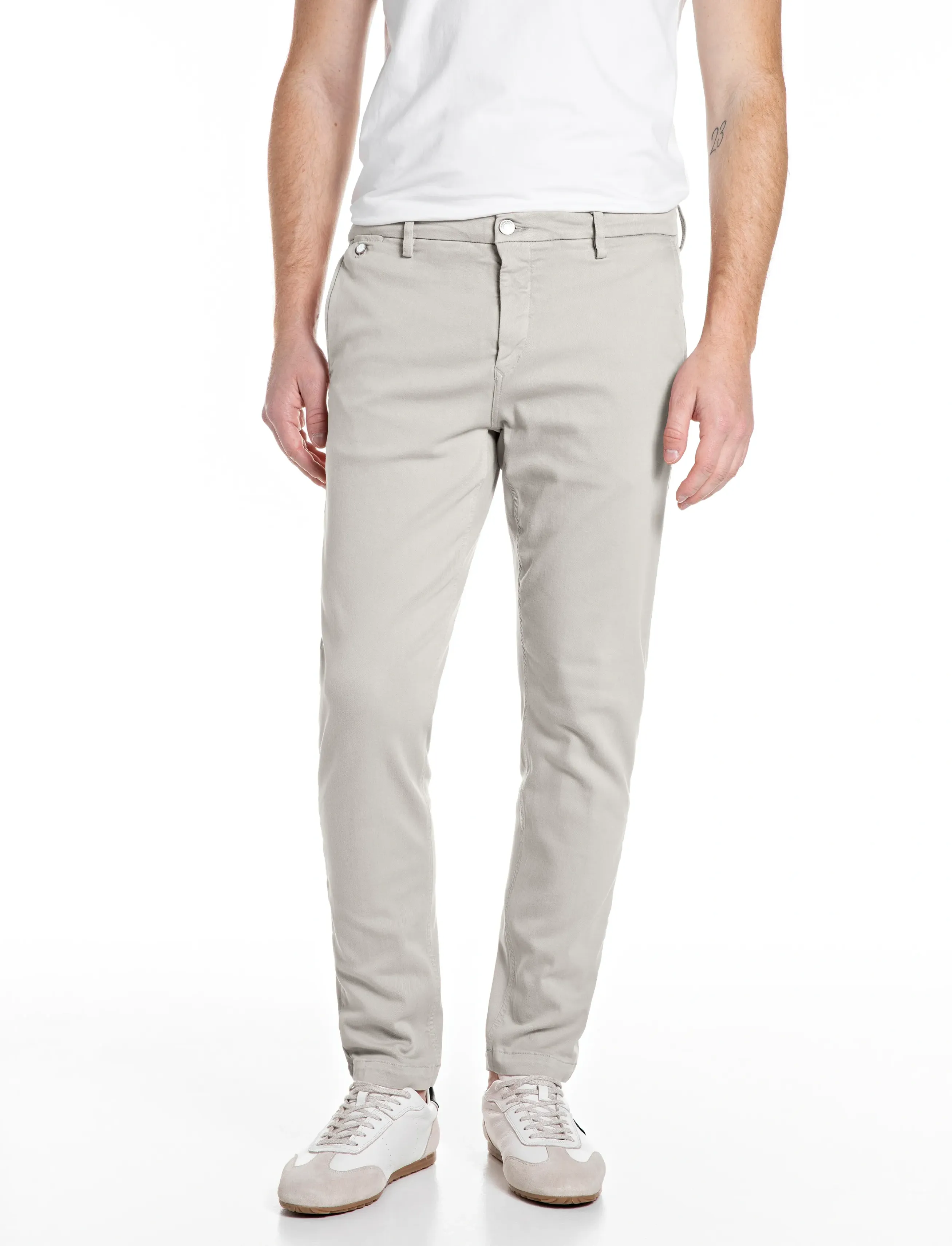 Replay BENNI REGULAR Hyperchino Color Xlite  DENIM Trousers - Chinos - WHITE / white