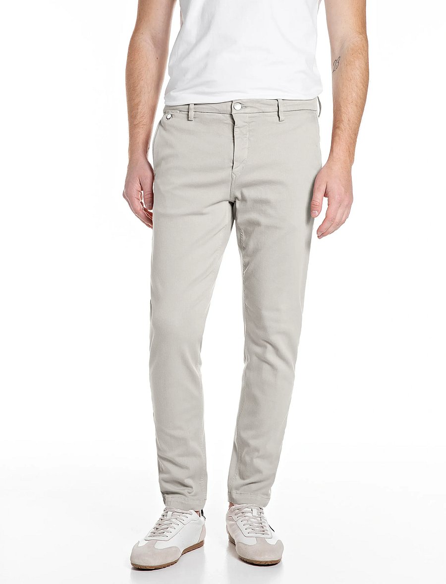 Replay - BENNI REGULAR Hyperchino Color Xlite DENIM Trousers - freizeithosen - white - 0