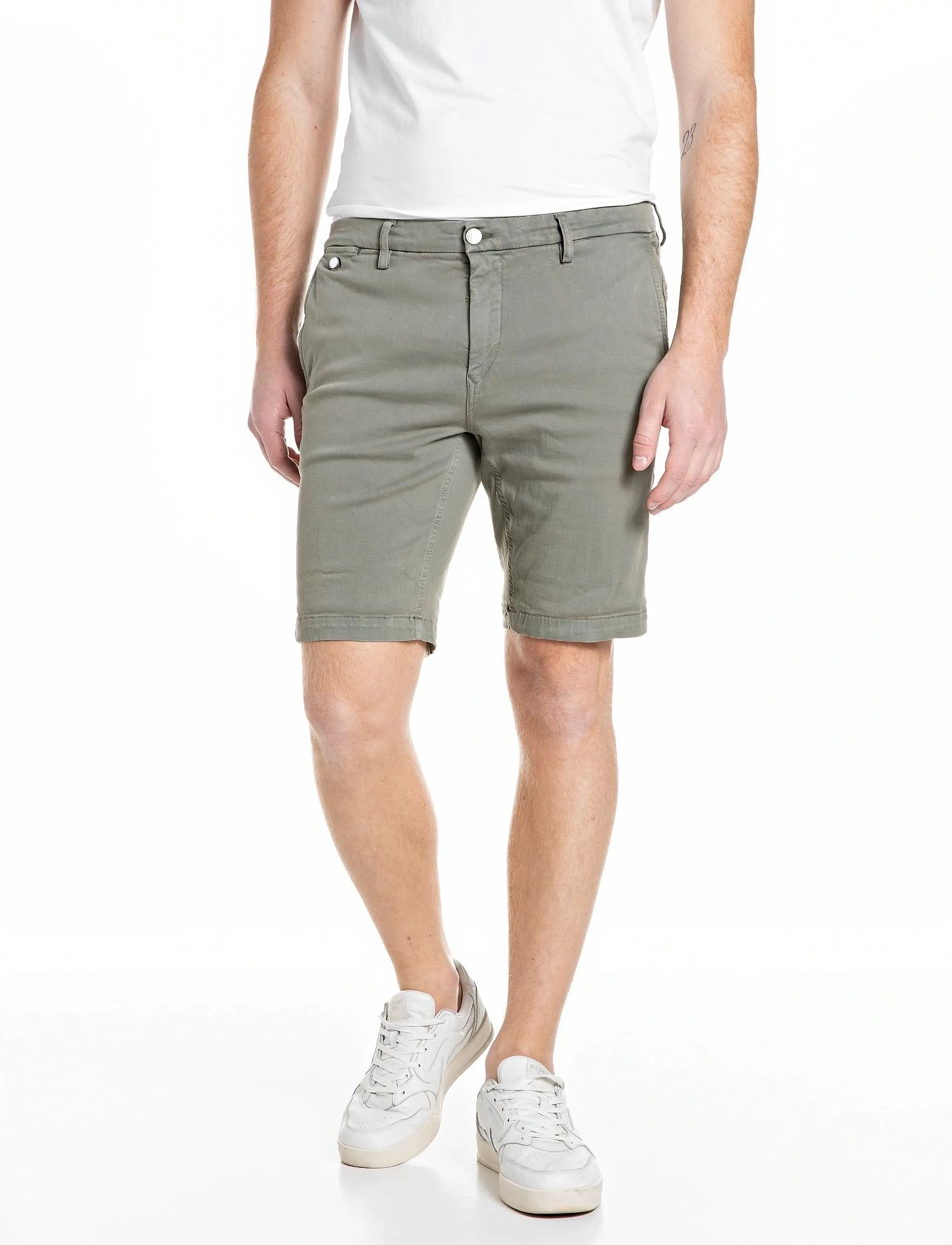 Replay Benni Short Shorts Regular Hyperchino Color Xlite, 36, Shorts, Khakigrün - Casual, Männerswear